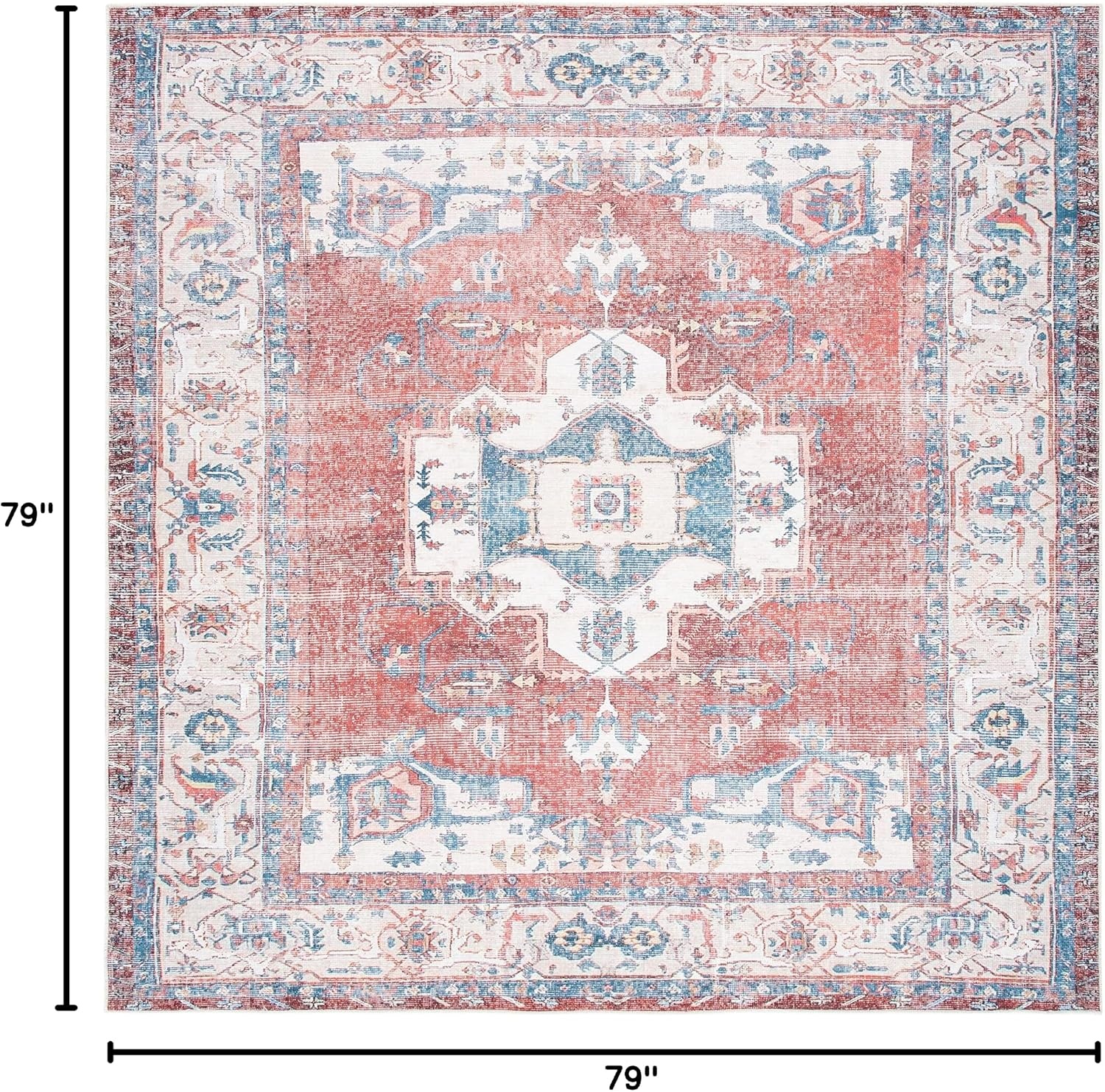 image:imageSAFAVIEH Washable Rug Serapi Collection 67 x 9 Red amp Ivory Slip Resistant amp Easy to Clean Ideal for Living Room Bedroom Dining Space SEP355QRedIvory