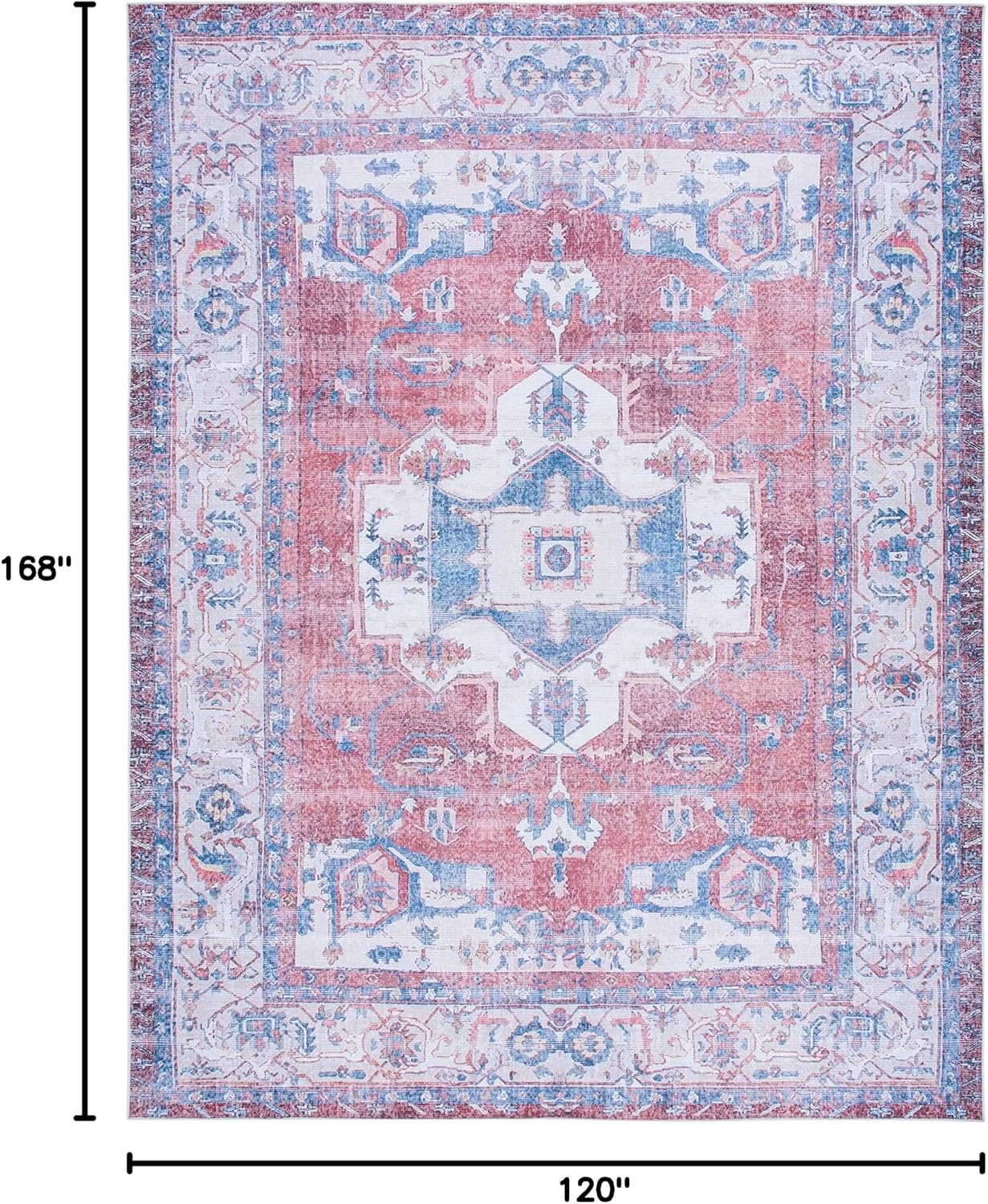image:imageSAFAVIEH Washable Rug Serapi Collection 67 x 9 Red amp Ivory Slip Resistant amp Easy to Clean Ideal for Living Room Bedroom Dining Space SEP355QRedIvory