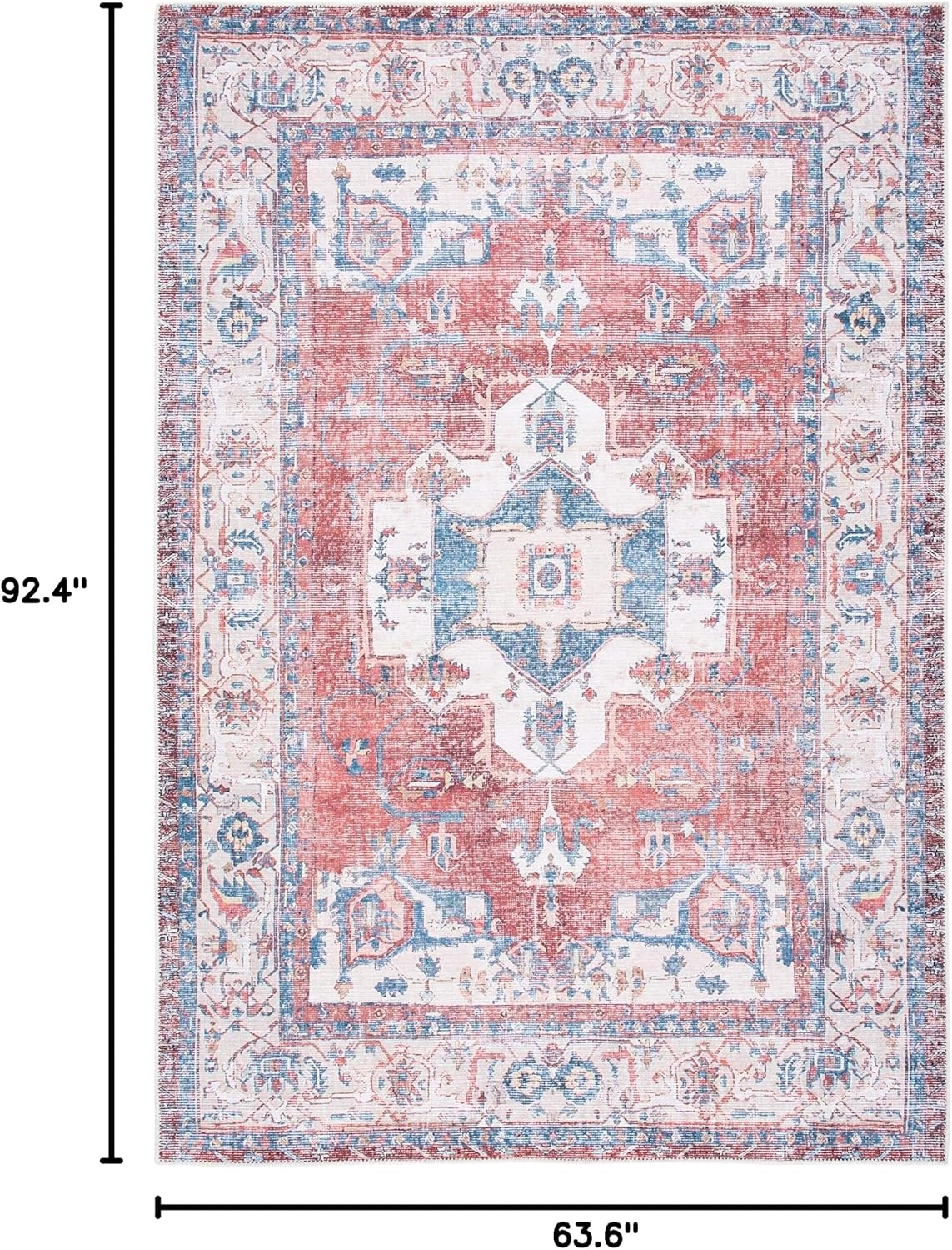 image:imageSAFAVIEH Washable Rug Serapi Collection 67 x 9 Red amp Ivory Slip Resistant amp Easy to Clean Ideal for Living Room Bedroom Dining Space SEP355QRedIvory
