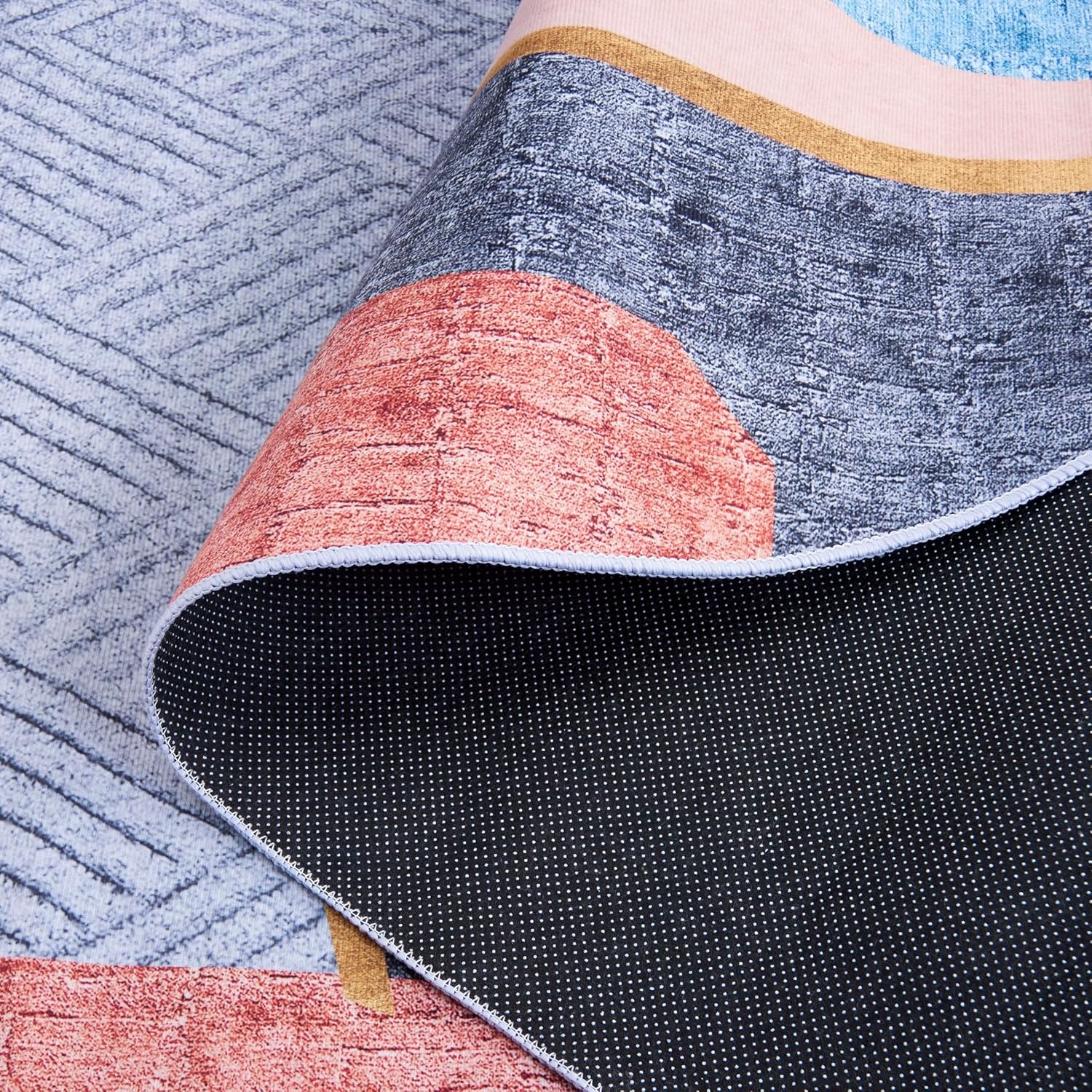 image:imageSAFAVIEH Washable Rug Tacoma Collection 5 x 8 Beige amp Blue Slip Resistant amp Easy to Clean Ideal for Living Room Bedroom Home Office Dining Space TAC834BBeigeBlue