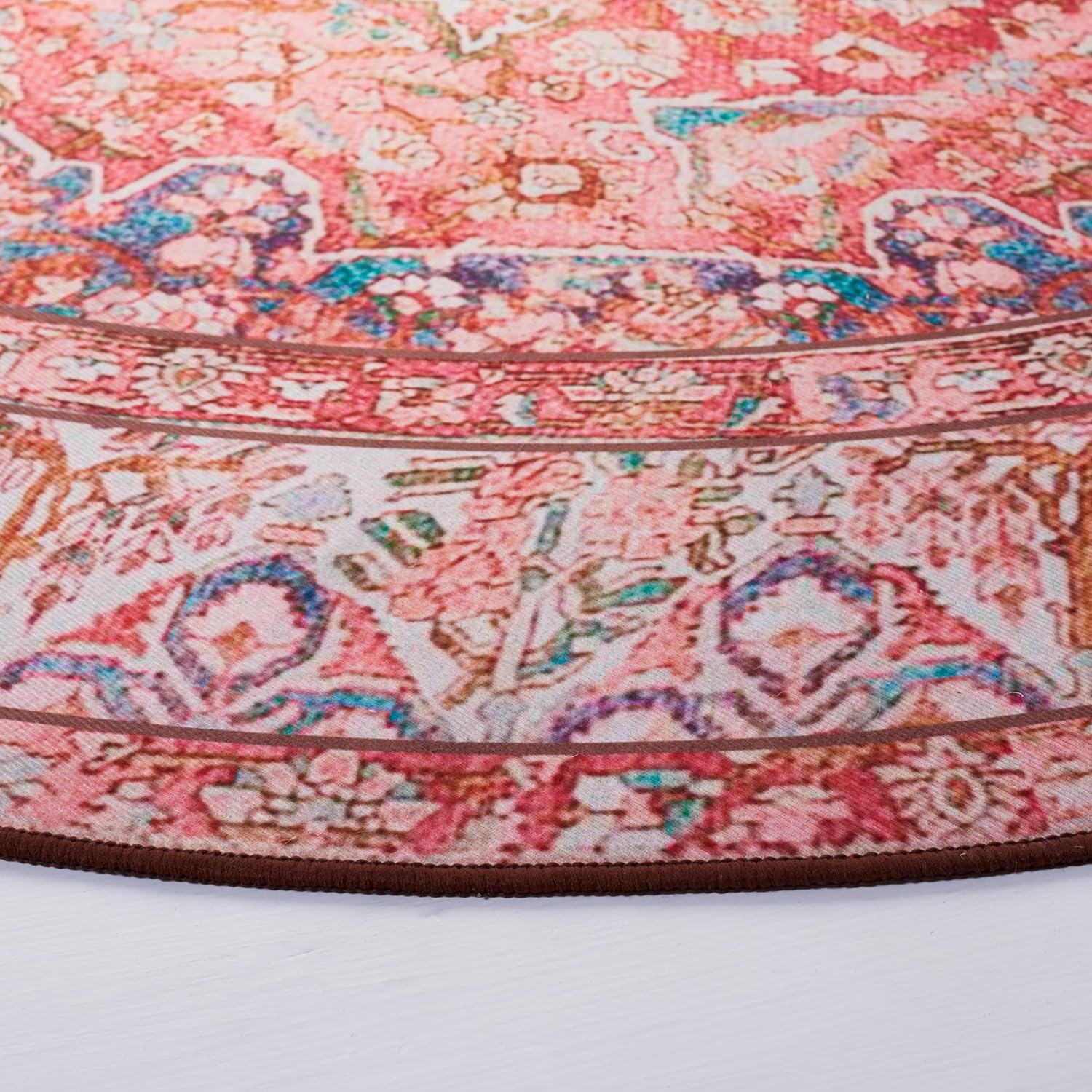 image:imageSAFAVIEH Washable Rug Tucson Collection 4 x 6 Rose amp Beige Slip Resistant amp Easy to Clean Ideal for Foyer Kitchen Nursery Office Bedroom TSN122RRoseBeige