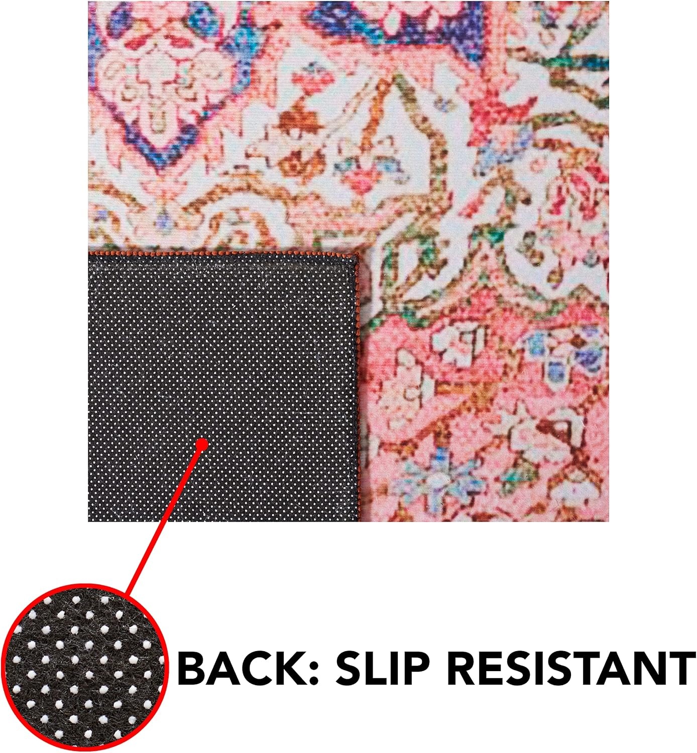 image:imageSAFAVIEH Washable Rug Tucson Collection 4 x 6 Rose amp Beige Slip Resistant amp Easy to Clean Ideal for Foyer Kitchen Nursery Office Bedroom TSN122RRoseBeige