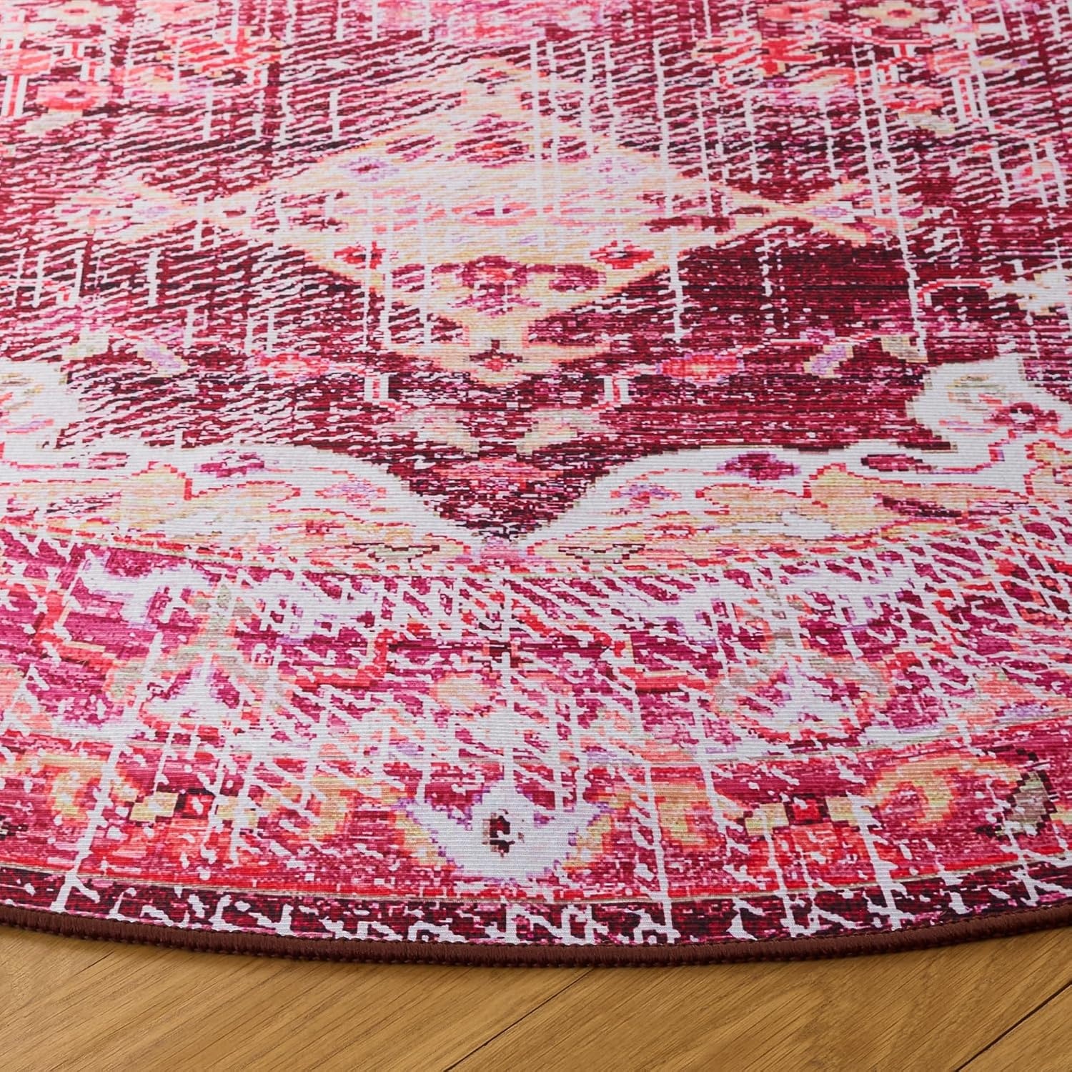 image:imageSAFAVIEH Washable Rug Tucson Collection 5 x 8 Fuchsia amp Purple Slip Resistant amp Easy to Clean Ideal for Living Room Bedroom Dining Space TSN206PBurgundyPink