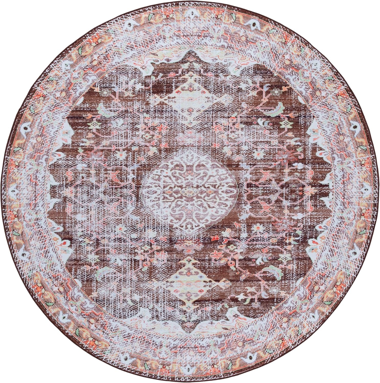 image:imageSAFAVIEH Washable Rug Tucson Collection 5 x 8 Fuchsia amp Purple Slip Resistant amp Easy to Clean Ideal for Living Room Bedroom Dining Space TSN206PBrownGold