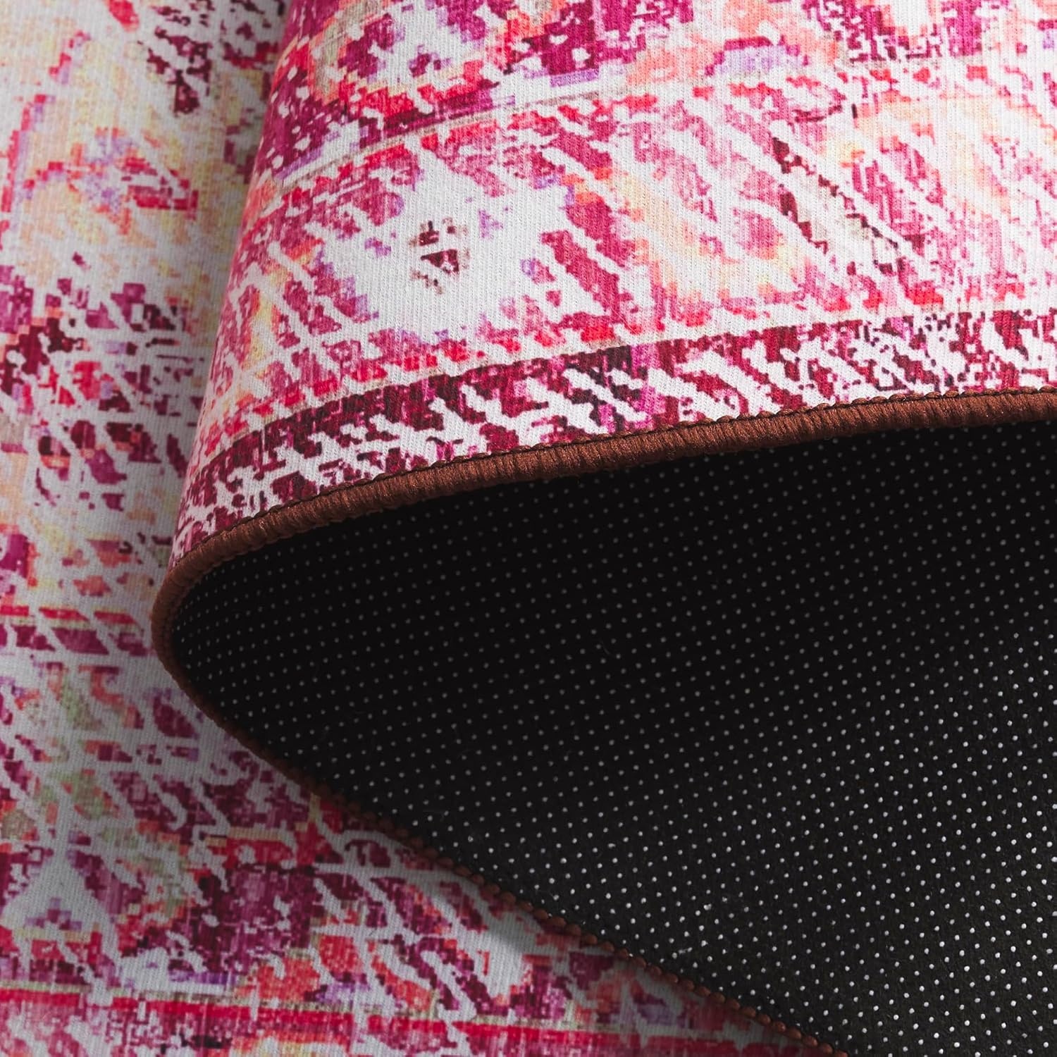 image:imageSAFAVIEH Washable Rug Tucson Collection 5 x 8 Fuchsia amp Purple Slip Resistant amp Easy to Clean Ideal for Living Room Bedroom Dining Space TSN206PBurgundyPink