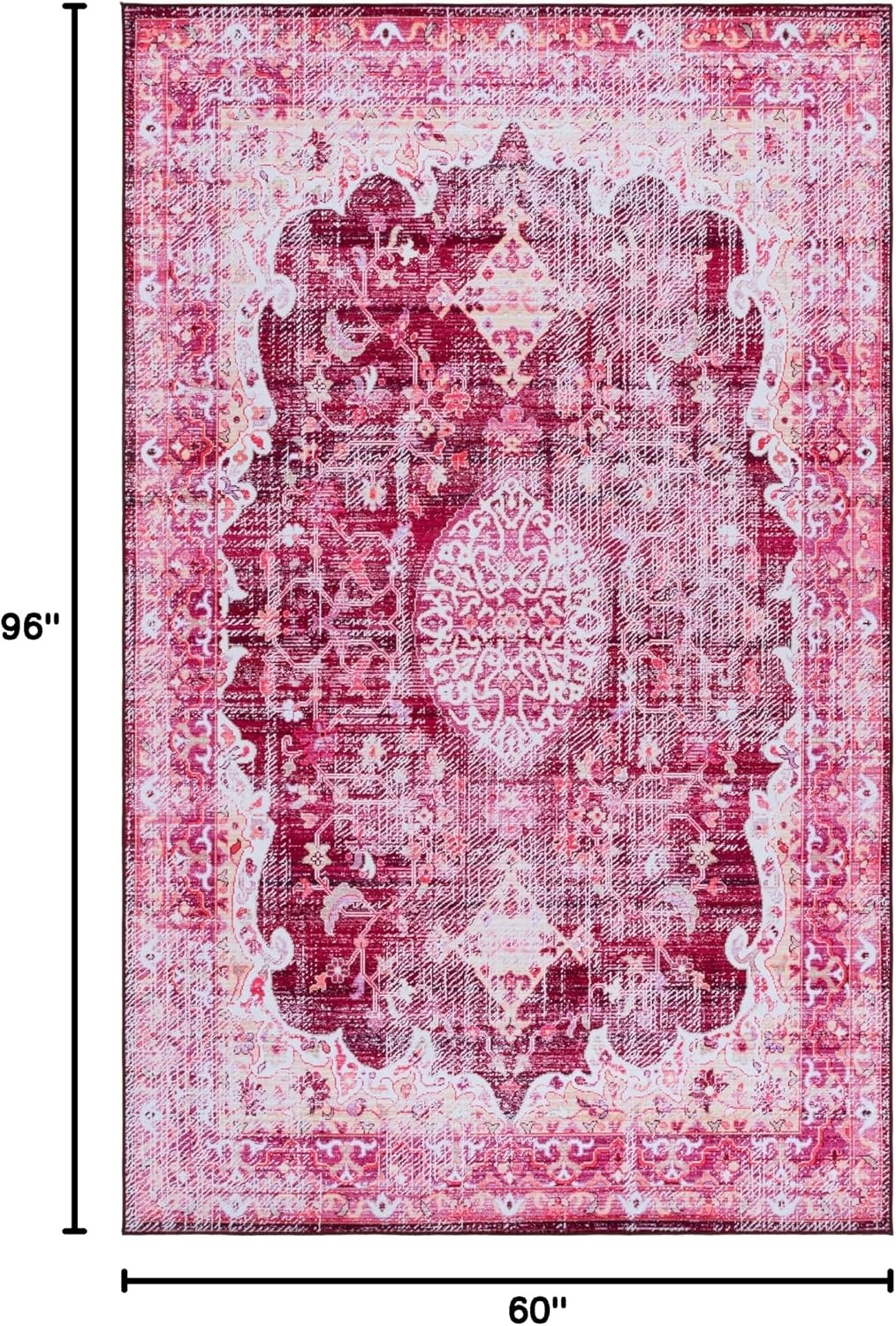 image:imageSAFAVIEH Washable Rug Tucson Collection 5 x 8 Fuchsia amp Purple Slip Resistant amp Easy to Clean Ideal for Living Room Bedroom Dining Space TSN206PBurgundyPink