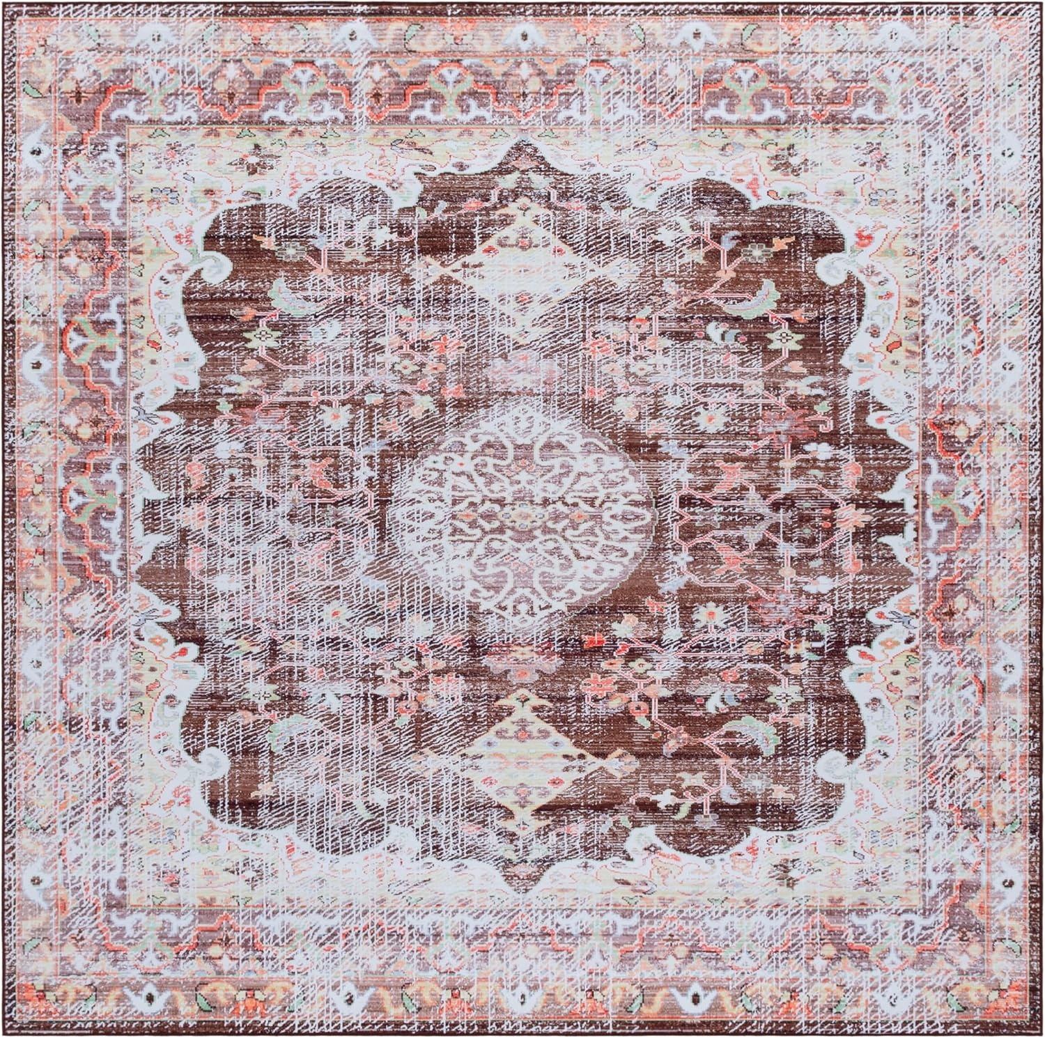 image:imageSAFAVIEH Washable Rug Tucson Collection 5 x 8 Fuchsia amp Purple Slip Resistant amp Easy to Clean Ideal for Living Room Bedroom Dining Space TSN206PBrownGold