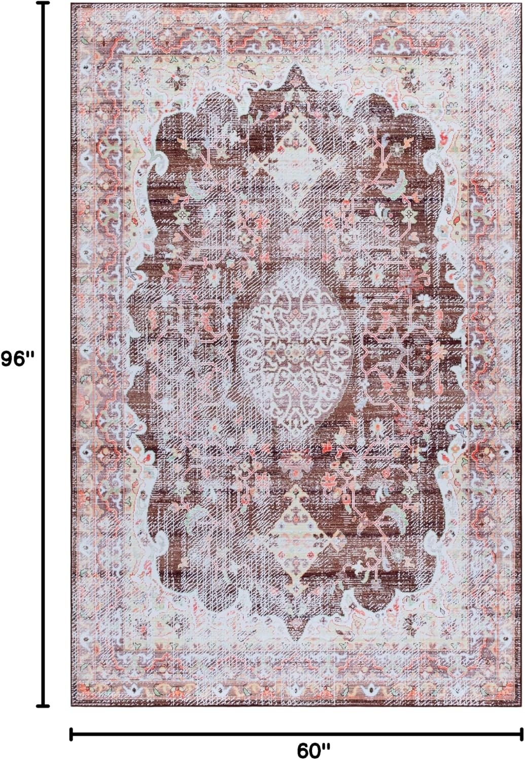 image:imageSAFAVIEH Washable Rug Tucson Collection 5 x 8 Fuchsia amp Purple Slip Resistant amp Easy to Clean Ideal for Living Room Bedroom Dining Space TSN206PBrownGold