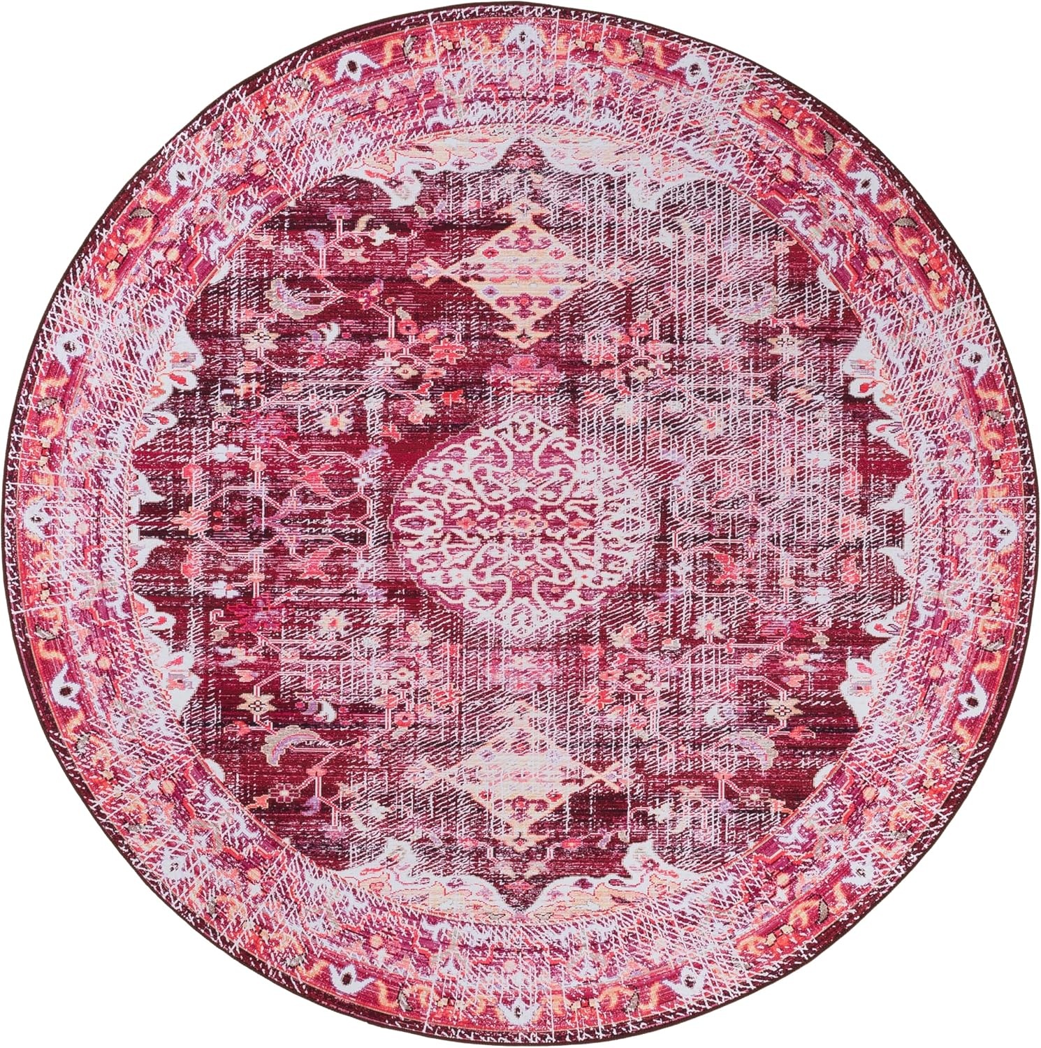 image:imageSAFAVIEH Washable Rug Tucson Collection 5 x 8 Fuchsia amp Purple Slip Resistant amp Easy to Clean Ideal for Living Room Bedroom Dining Space TSN206PBurgundyPink