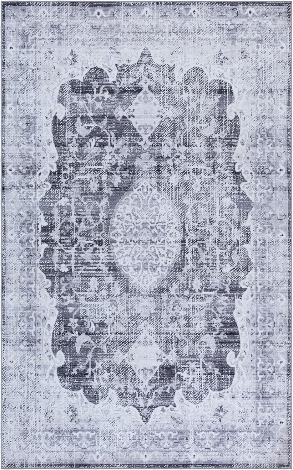 image:imageSAFAVIEH Washable Rug Tucson Collection 5 x 8 Fuchsia amp Purple Slip Resistant amp Easy to Clean Ideal for Living Room Bedroom Dining Space TSN206PDark GreyLight Grey
