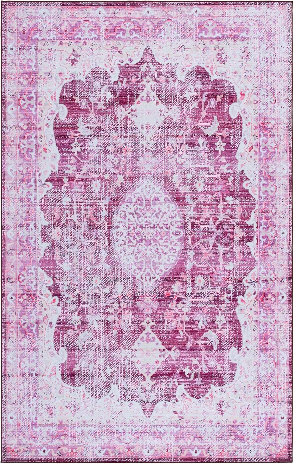 image:imageSAFAVIEH Washable Rug Tucson Collection 5 x 8 Fuchsia amp Purple Slip Resistant amp Easy to Clean Ideal for Living Room Bedroom Dining Space TSN206PFuchsiaPurple