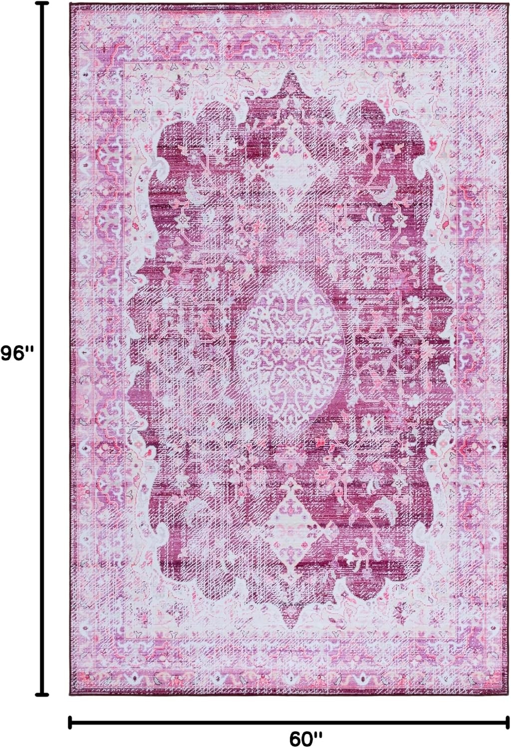 image:imageSAFAVIEH Washable Rug Tucson Collection 5 x 8 Fuchsia amp Purple Slip Resistant amp Easy to Clean Ideal for Living Room Bedroom Dining Space TSN206PFuchsiaPurple