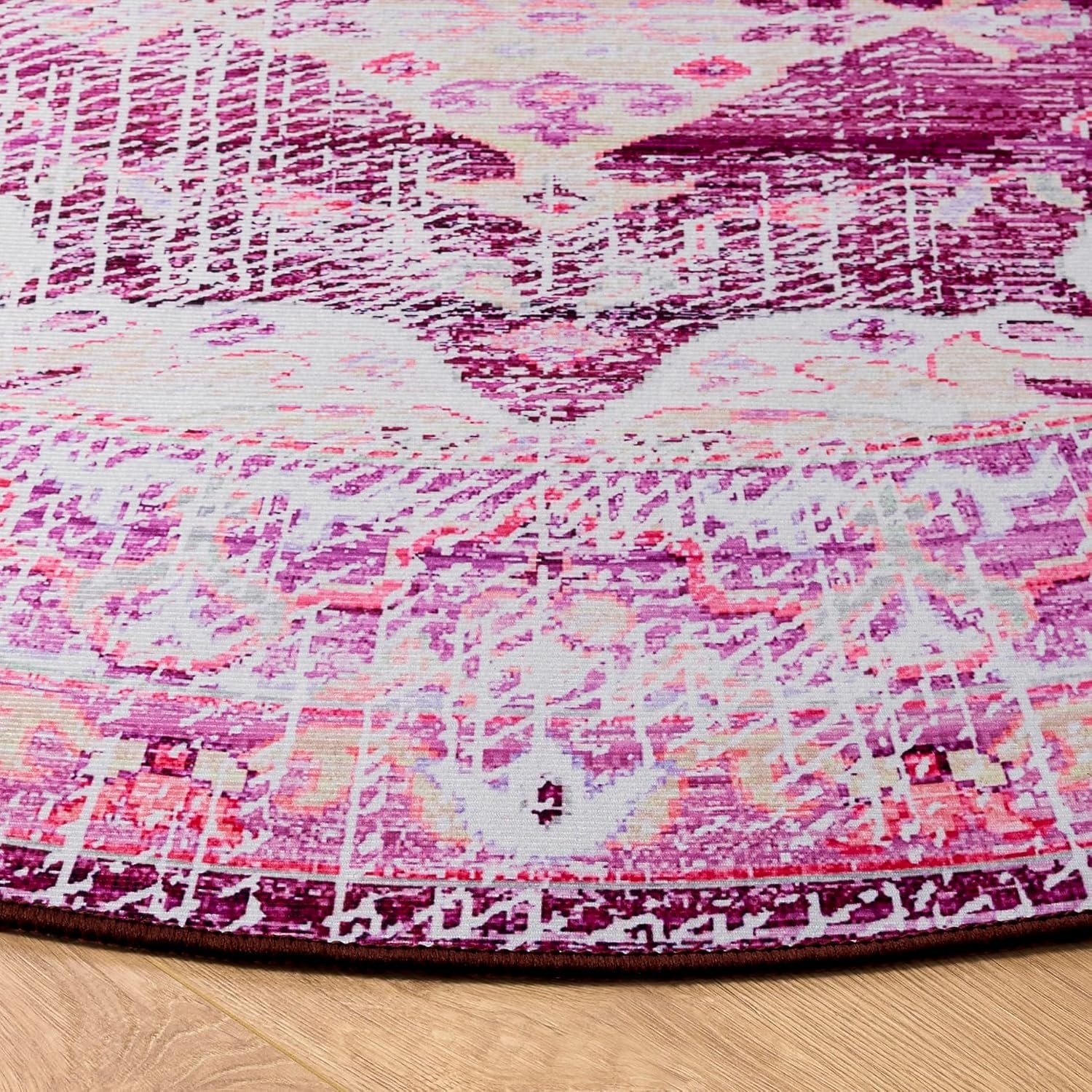 image:imageSAFAVIEH Washable Rug Tucson Collection 5 x 8 Fuchsia amp Purple Slip Resistant amp Easy to Clean Ideal for Living Room Bedroom Dining Space TSN206PFuchsiaPurple