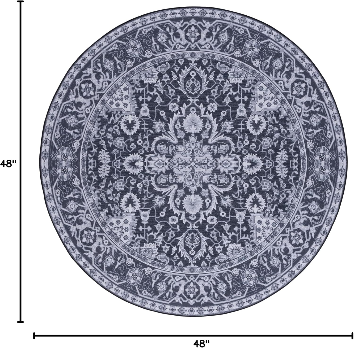 image:imageSAFAVIEH Washable Rug Tucson Collection 5 x 8 Light Blue amp Navy Slip Resistant amp Easy to Clean Ideal for Living Room Bedroom Dining Space TSN147MBlackBeige