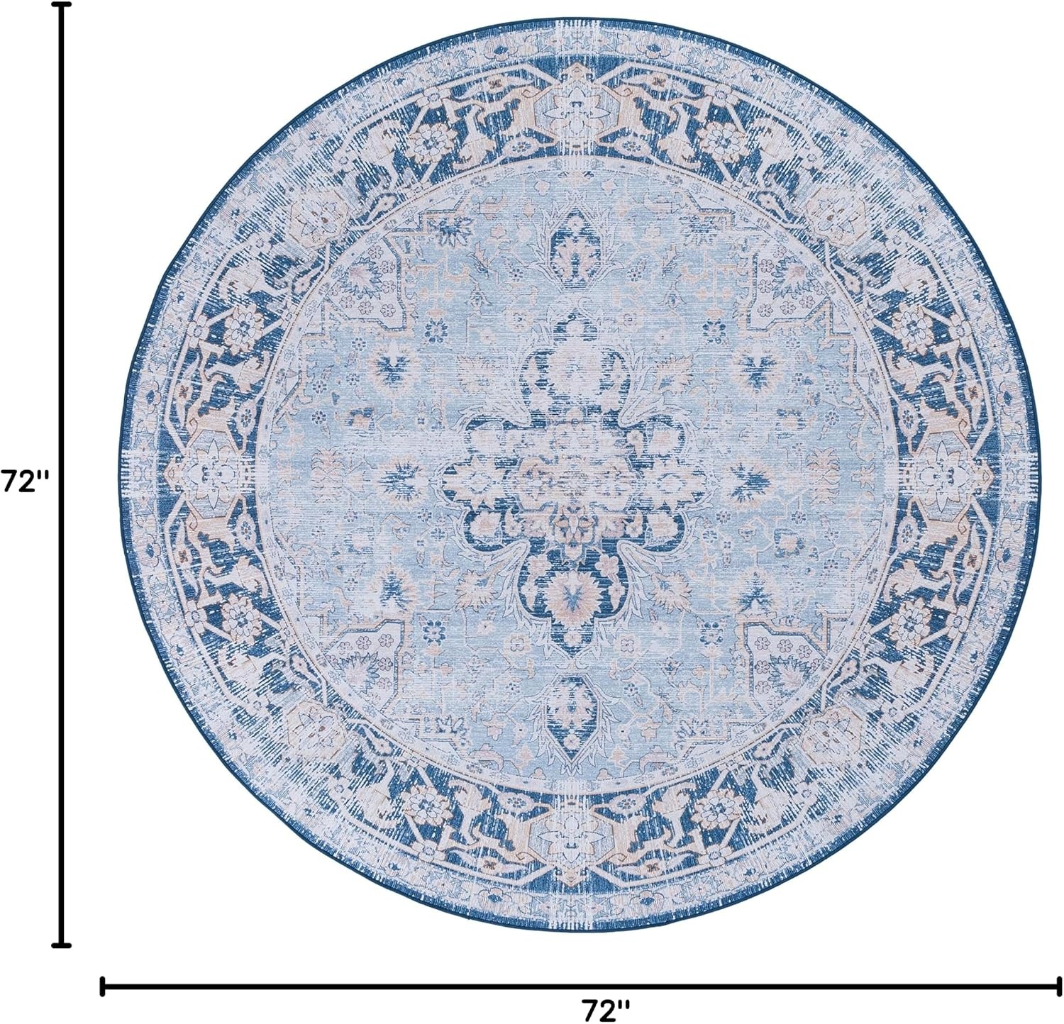 image:imageSAFAVIEH Washable Rug Tucson Collection 5 x 8 Light Blue amp Navy Slip Resistant amp Easy to Clean Ideal for Living Room Bedroom Dining Space TSN147MLight BlueNavy