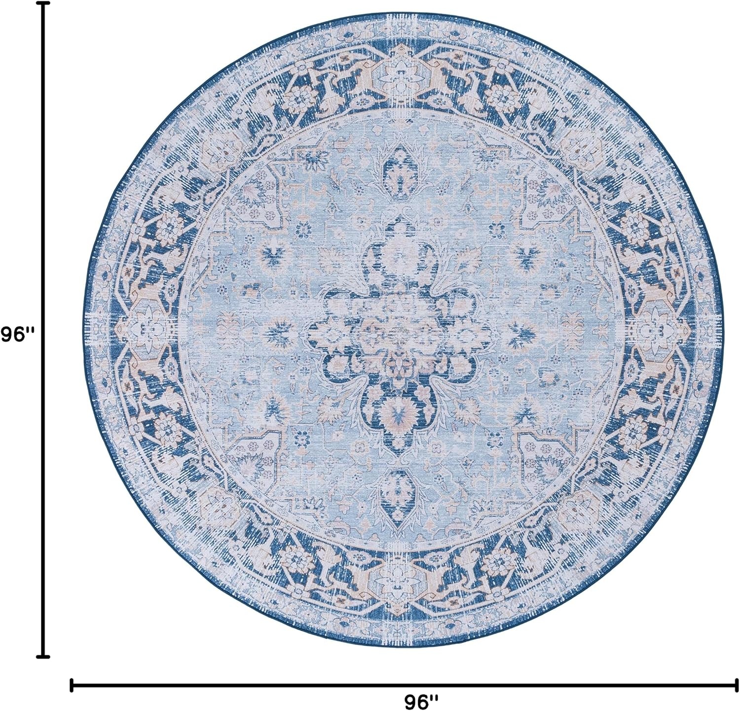image:imageSAFAVIEH Washable Rug Tucson Collection 5 x 8 Light Blue amp Navy Slip Resistant amp Easy to Clean Ideal for Living Room Bedroom Dining Space TSN147MLight BlueNavy
