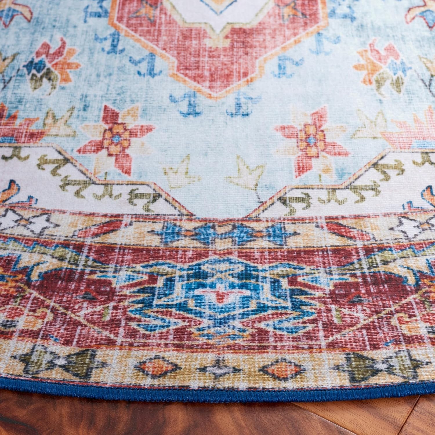 image:imageSAFAVIEH Washable Rug Tucson Collection 8 x 10 Red amp Blue Slip Resistant amp Easy to Clean Ideal for Living Room Bedroom Dining Space TSN148MRedBlue
