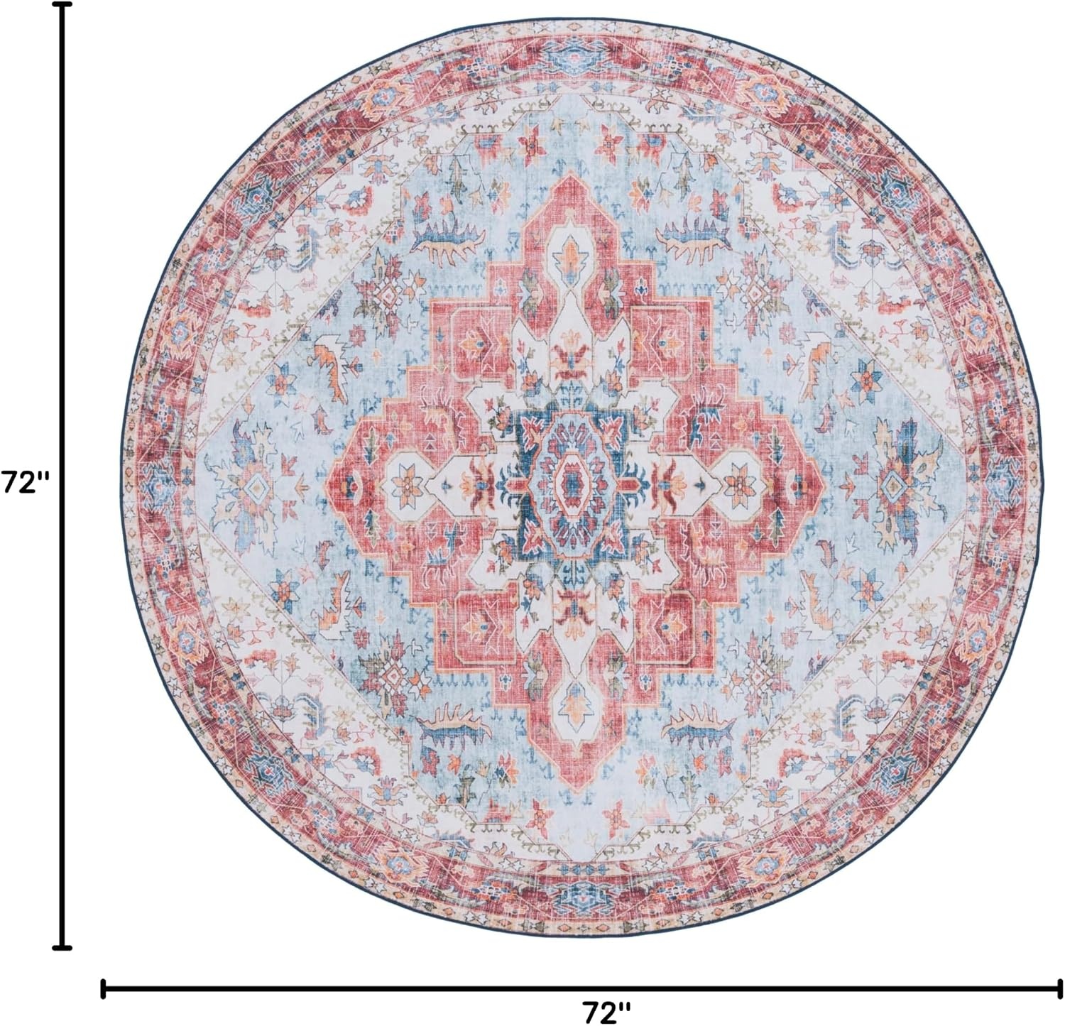 image:imageSAFAVIEH Washable Rug Tucson Collection 8 x 10 Red amp Blue Slip Resistant amp Easy to Clean Ideal for Living Room Bedroom Dining Space TSN148MRedBlue