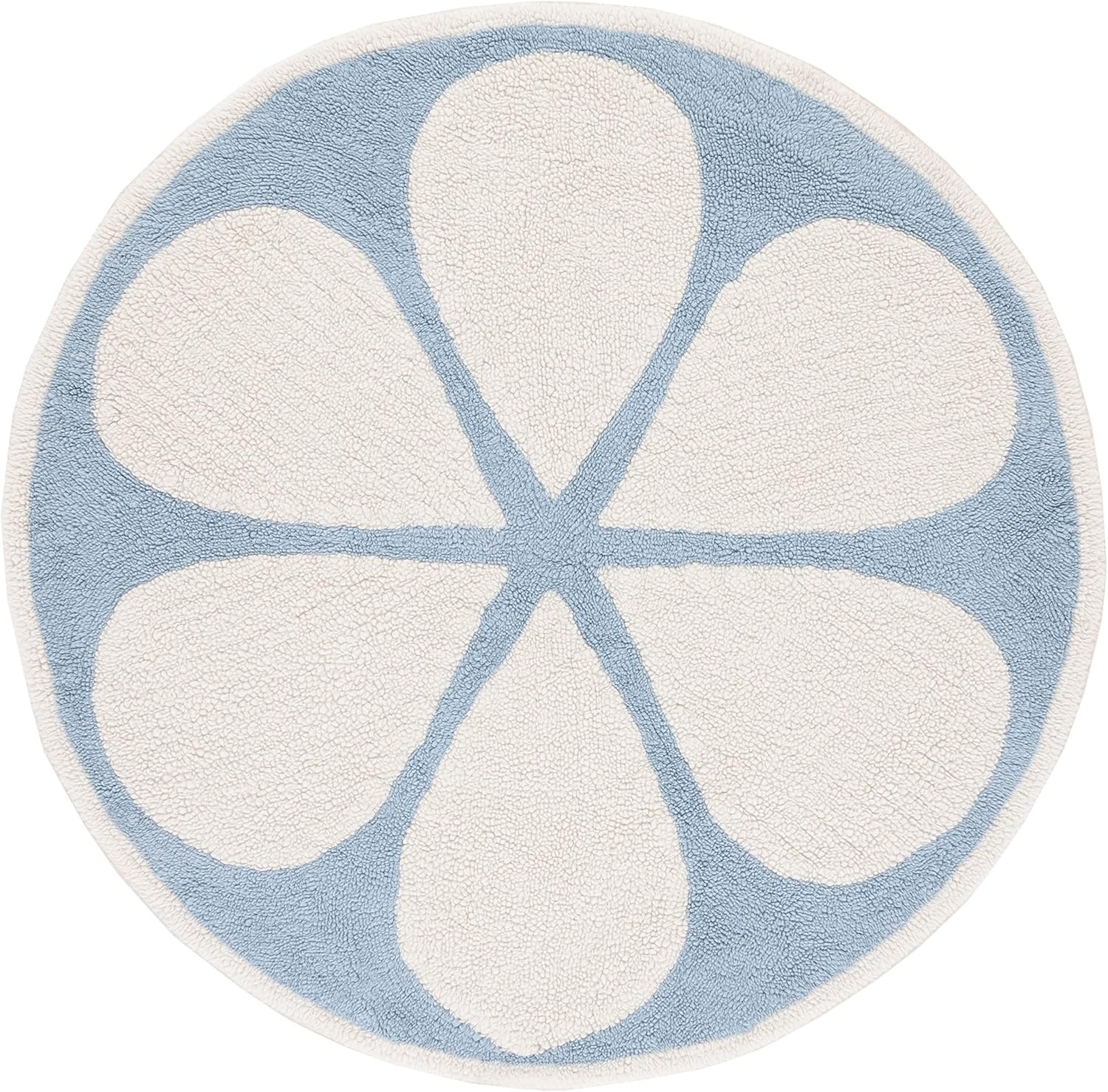 image:imageSAFAVIEH Washable Rug Vermont Collection 4 Round Ivory amp Light Blue Handmade Wool Entryway Foyer Living Room Nursery Bedroom VRM478AIvoryLight Blue