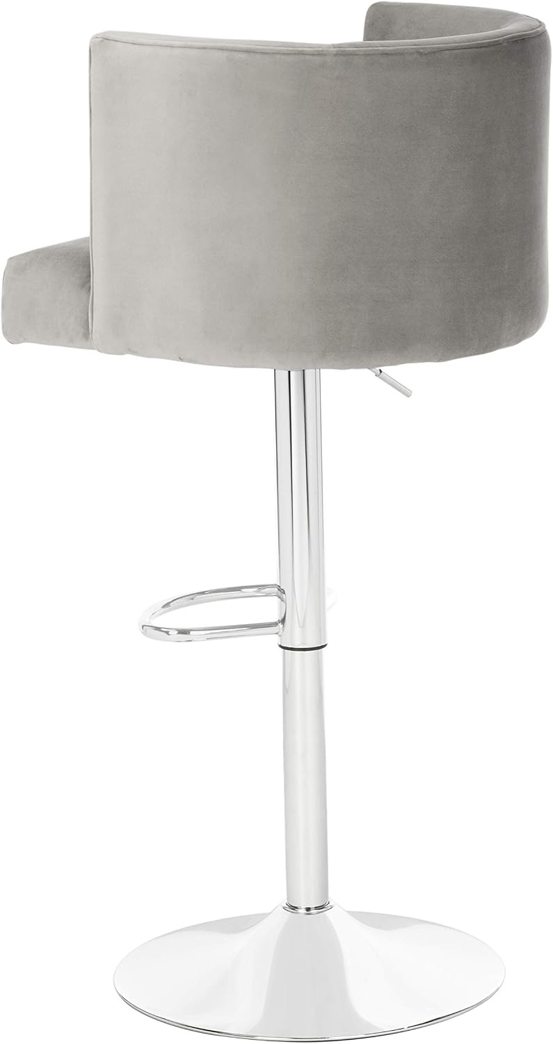 image:imageSafavieh Couture Zayna Glam Light Grey Velvet 26835 Adjustable Bar Stool Barstool GrayLight Grey