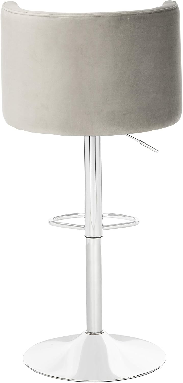 image:imageSafavieh Couture Zayna Glam Light Grey Velvet 26835 Adjustable Bar Stool Barstool GrayLight Grey