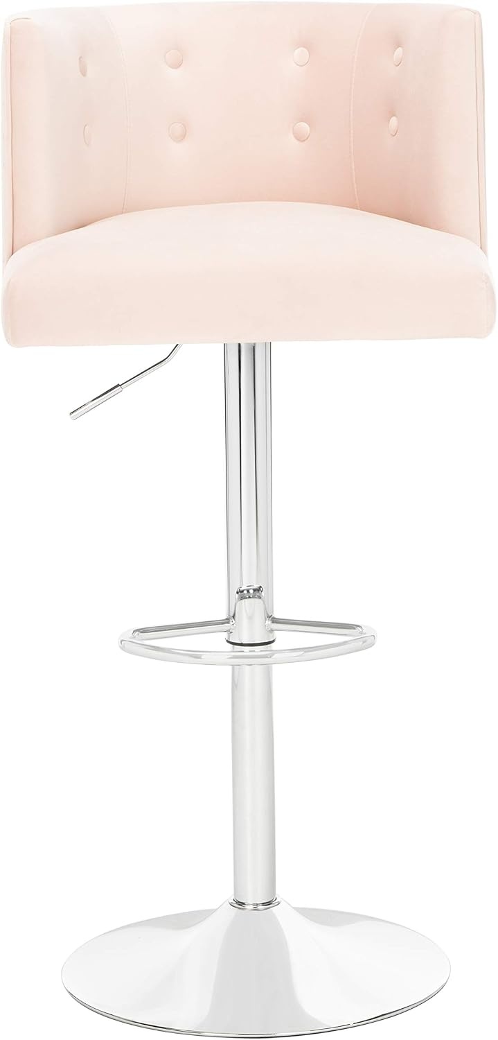 image:imageSafavieh Couture Zayna Glam Light Grey Velvet 26835 Adjustable Bar Stool Barstool GrayLight Pink