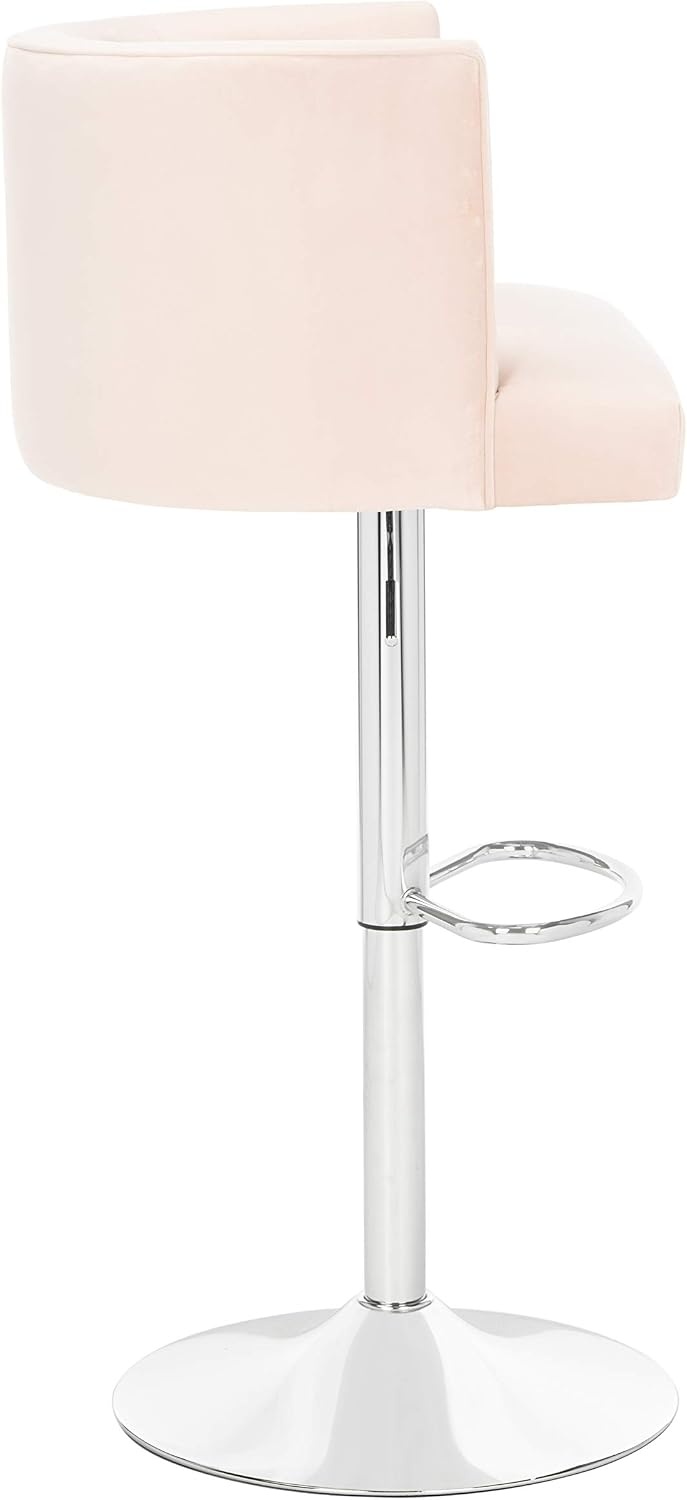image:imageSafavieh Couture Zayna Glam Light Grey Velvet 26835 Adjustable Bar Stool Barstool GrayLight Pink