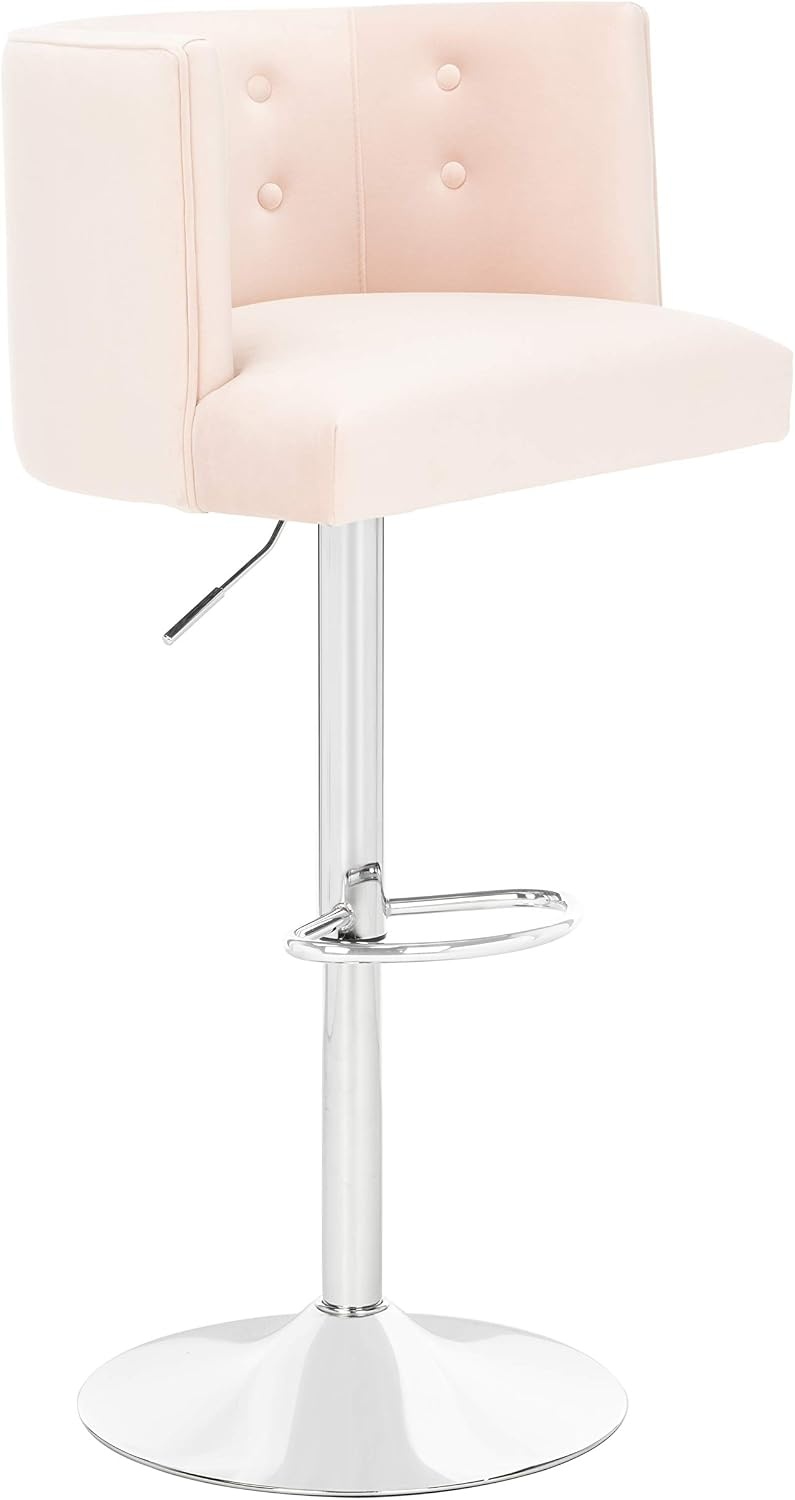 image:imageSafavieh Couture Zayna Glam Light Grey Velvet 26835 Adjustable Bar Stool Barstool GrayLight Pink
