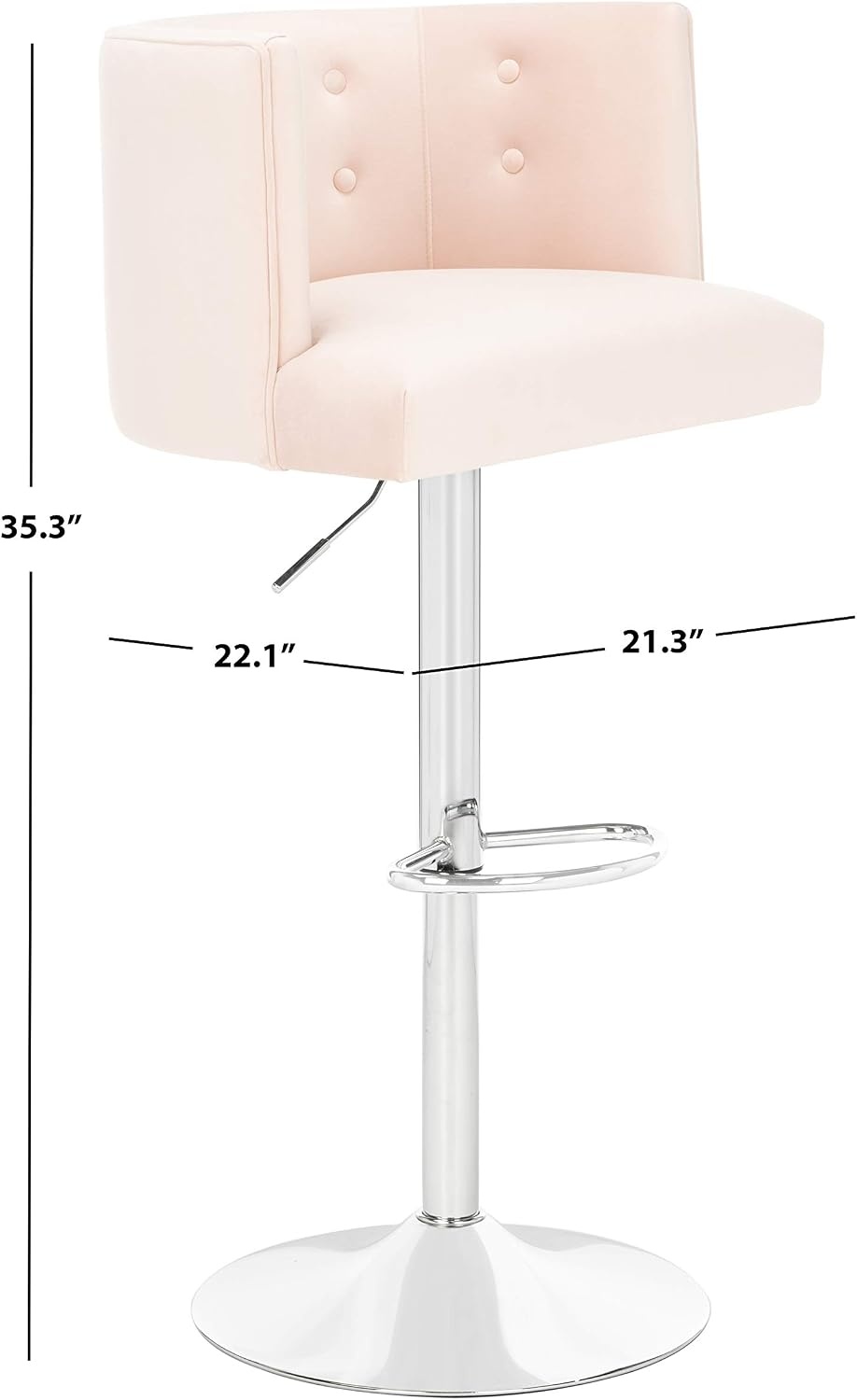 image:imageSafavieh Couture Zayna Glam Light Grey Velvet 26835 Adjustable Bar Stool Barstool GrayLight Pink