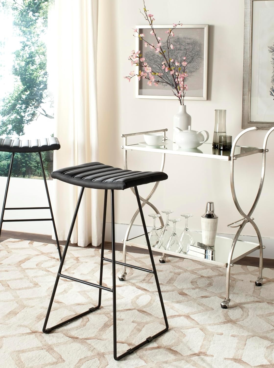 image:imageSafavieh Home Collection Akito MidCentury Modern White 30inch Bar StoolBlack