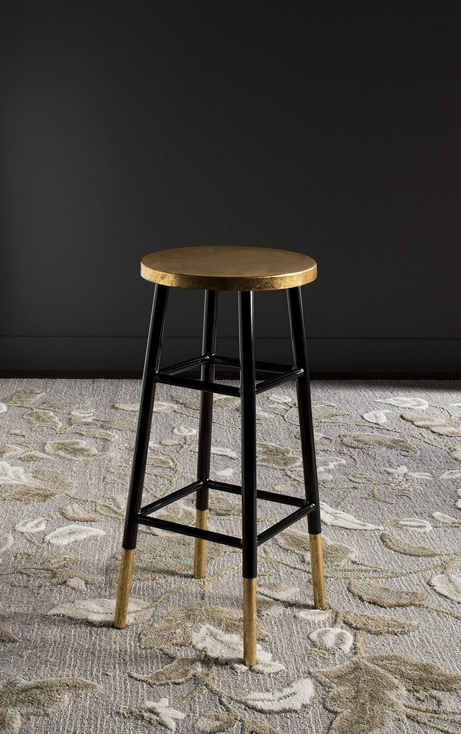 image:imageSafavieh Home Collection Emery White and Dipped Gold Leaf 30inch BarstoolBlack Gold