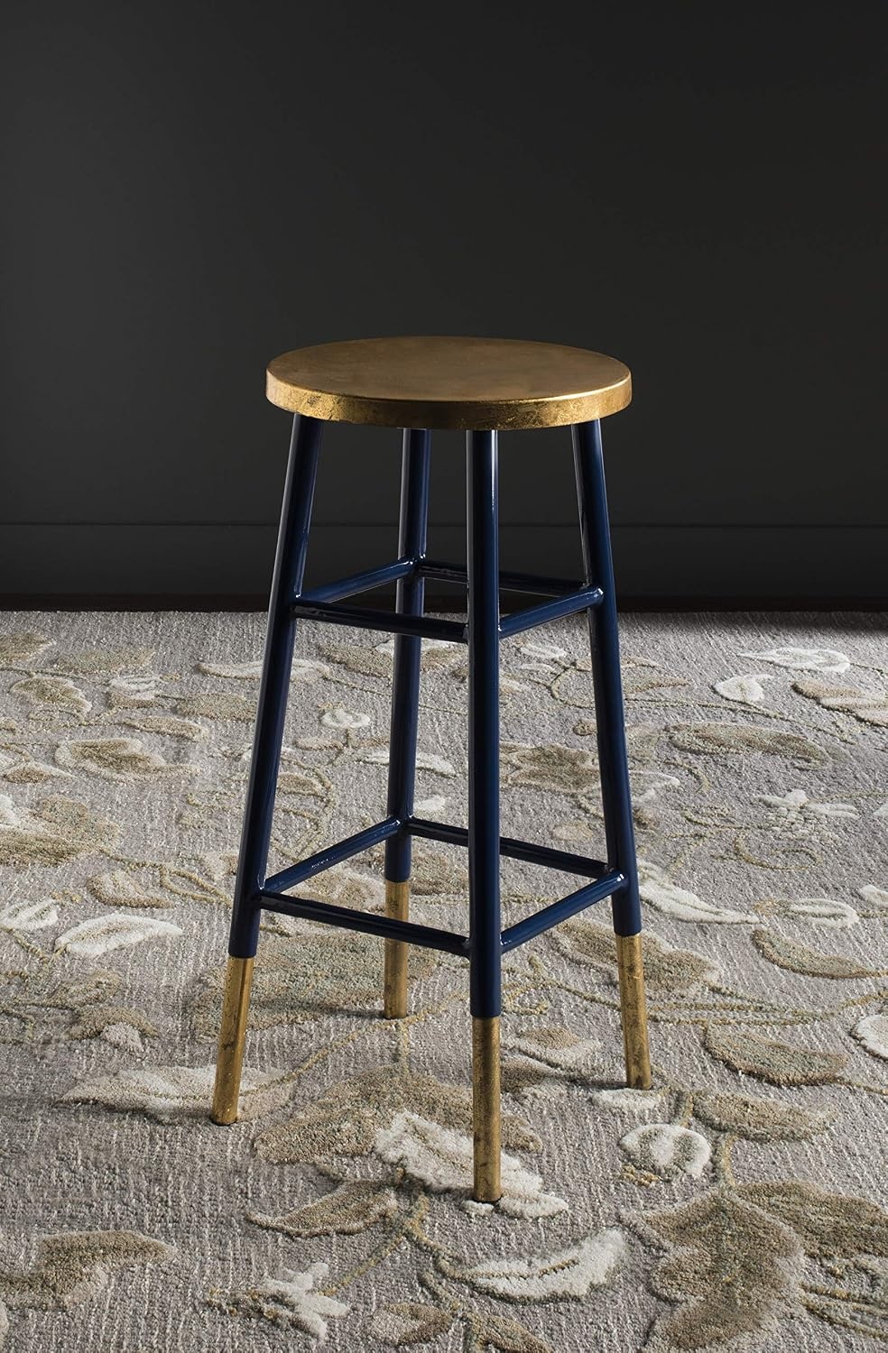 image:imageSafavieh Home Collection Emery White and Dipped Gold Leaf 30inch BarstoolNavy Gold