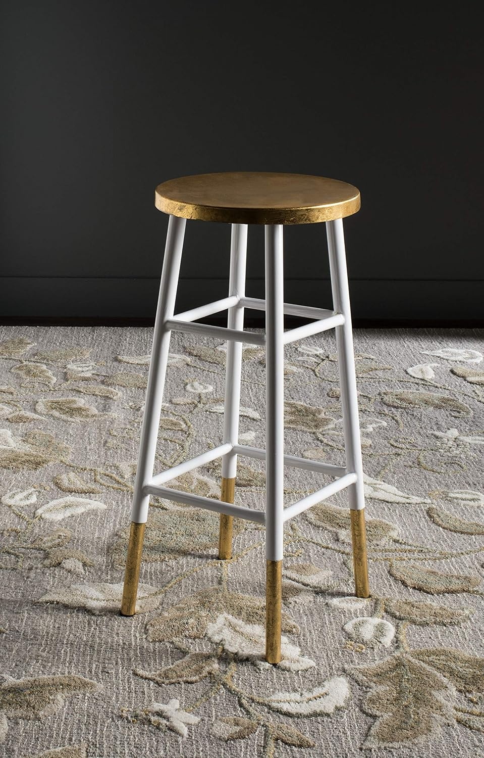 image:imageSafavieh Home Collection Emery White and Dipped Gold Leaf 30inch BarstoolWhite Gold
