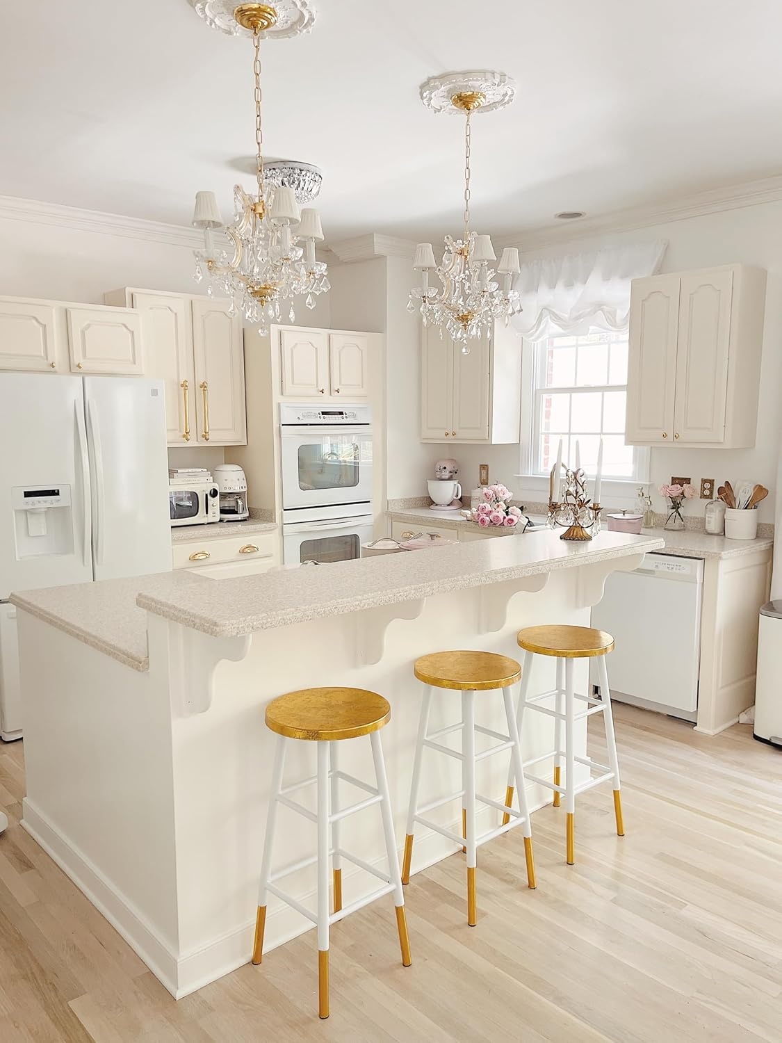image:imageSafavieh Home Collection Emery White and Dipped Gold Leaf 30inch BarstoolWhite Gold