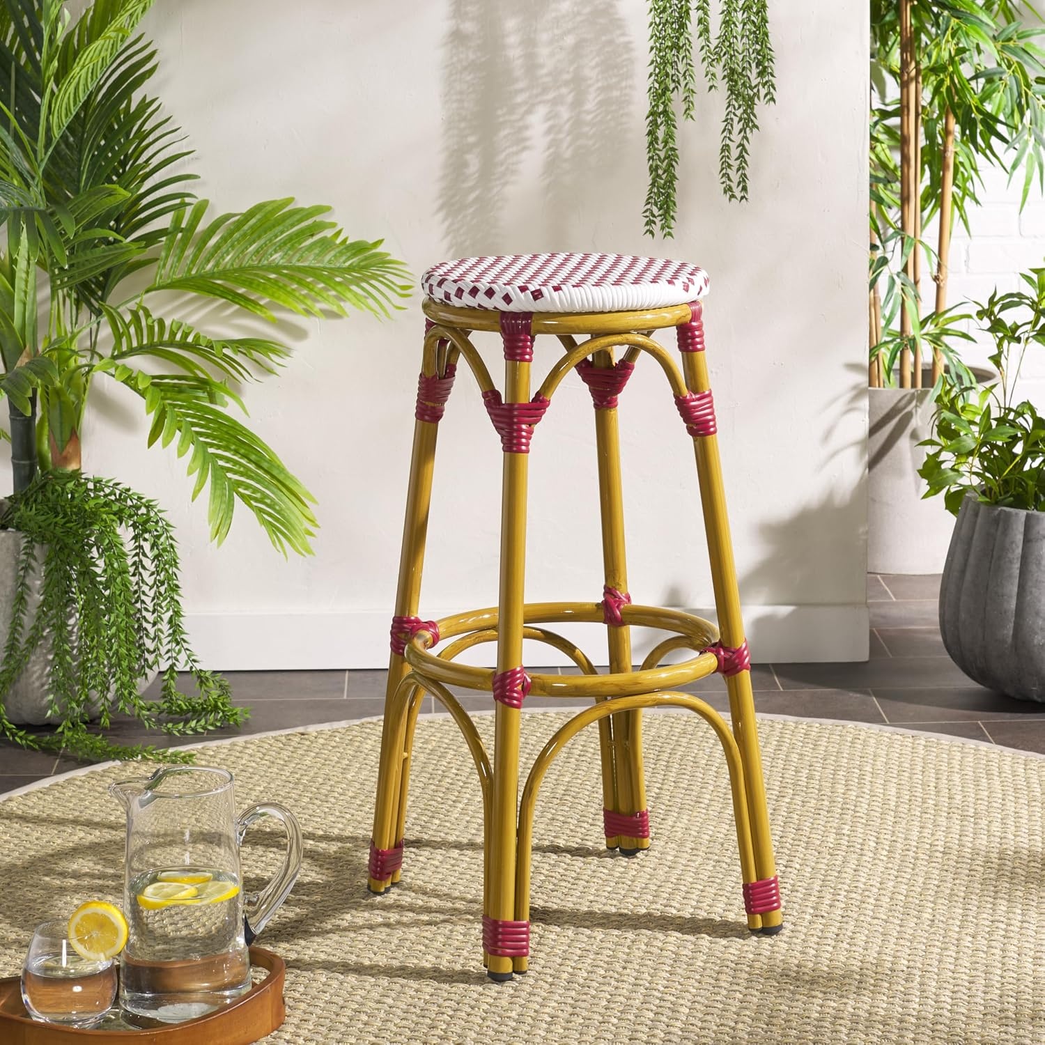 image:imageSafavieh Home Collection Kipnuk BlueampWhite Indoor Outdoor BarstoolRed White