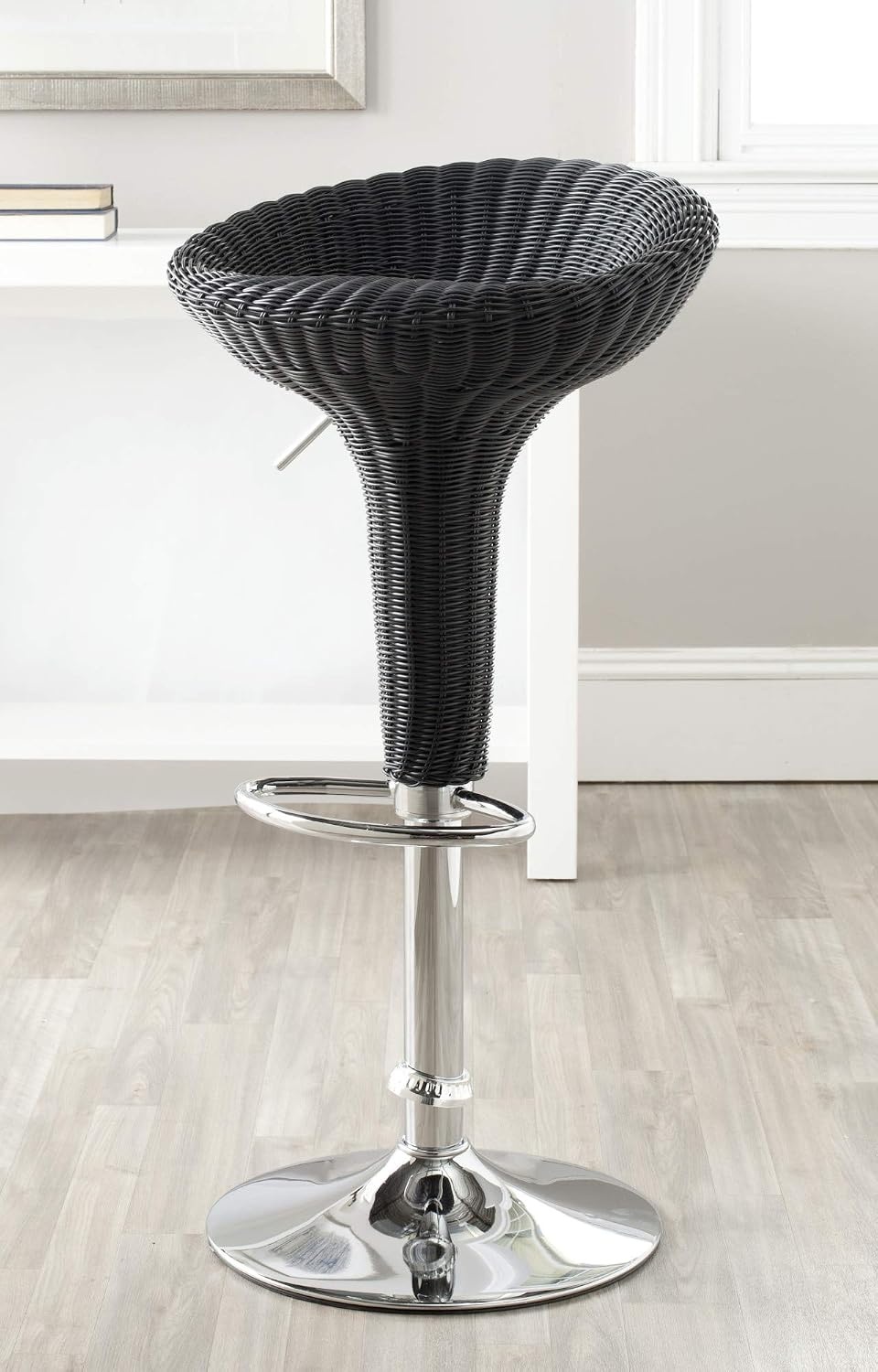 image:imageSafavieh Home Collection Monicka Wicker Black Adjustable Swivel Gas Lift 232317inch Bar Stoolblack