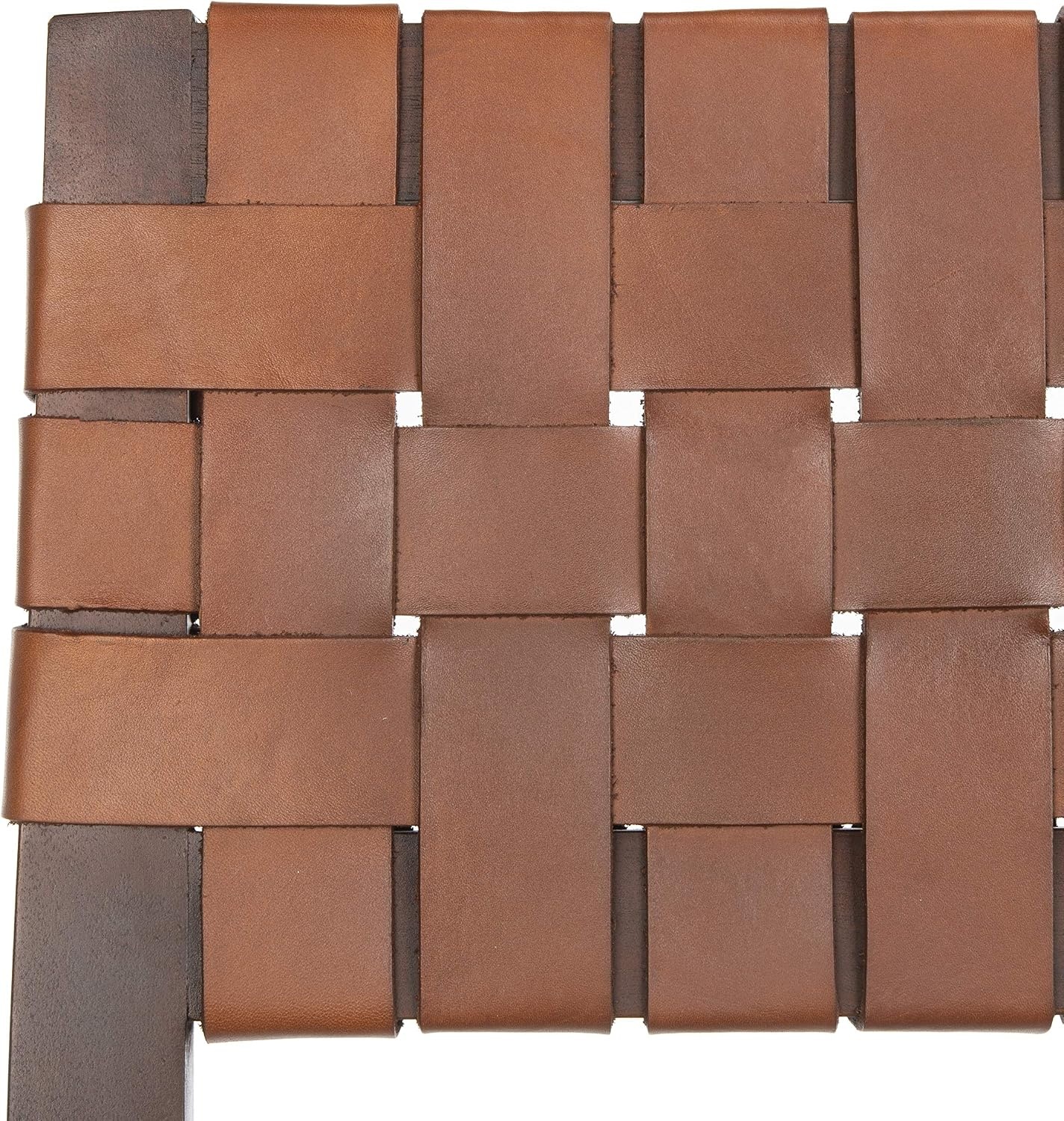 image:imageSafavieh Home Collection Paxton Cognac and Walnut Woven 30inch Leather Bar Stool