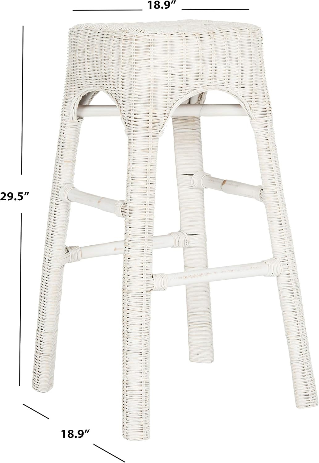image:imageSafavieh Home Collection Percy White Rattan 30inch Bar Stool