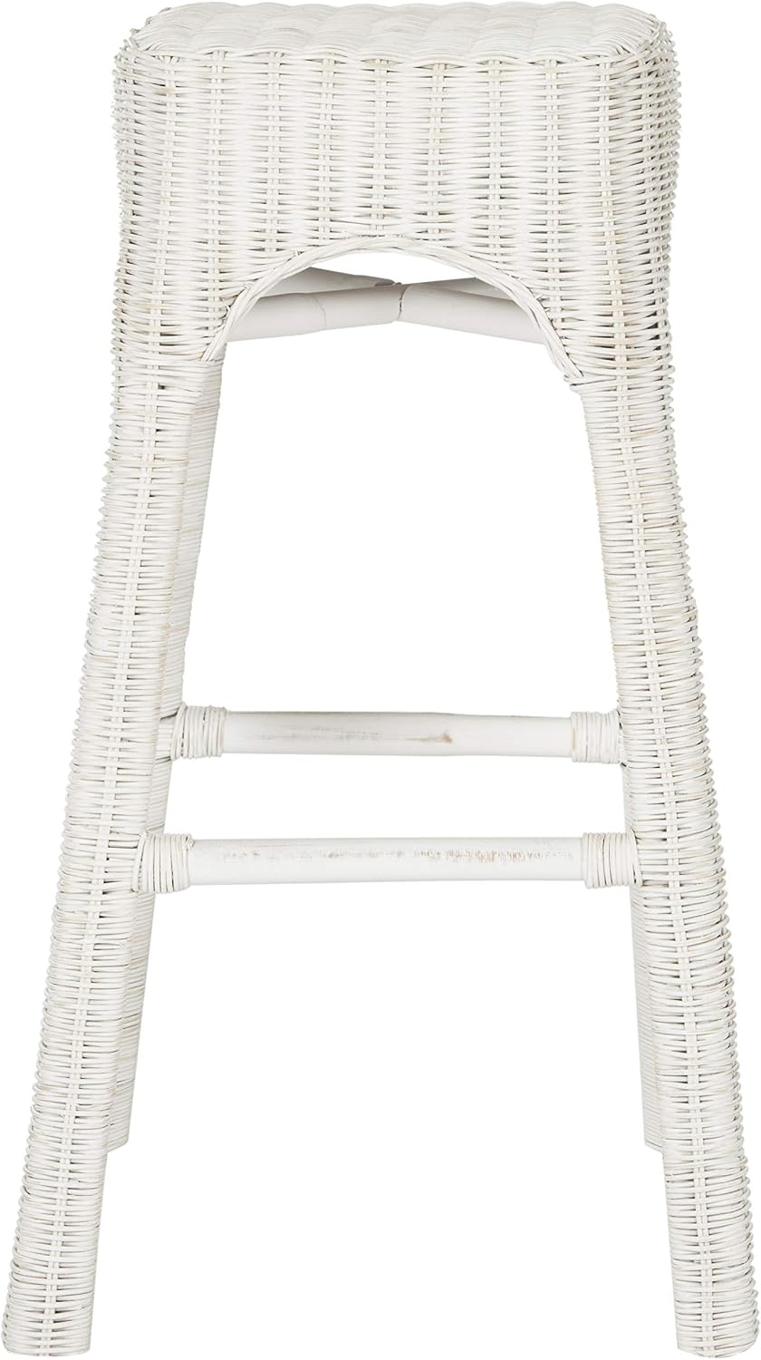 image:imageSafavieh Home Collection Percy White Rattan 30inch Bar Stool