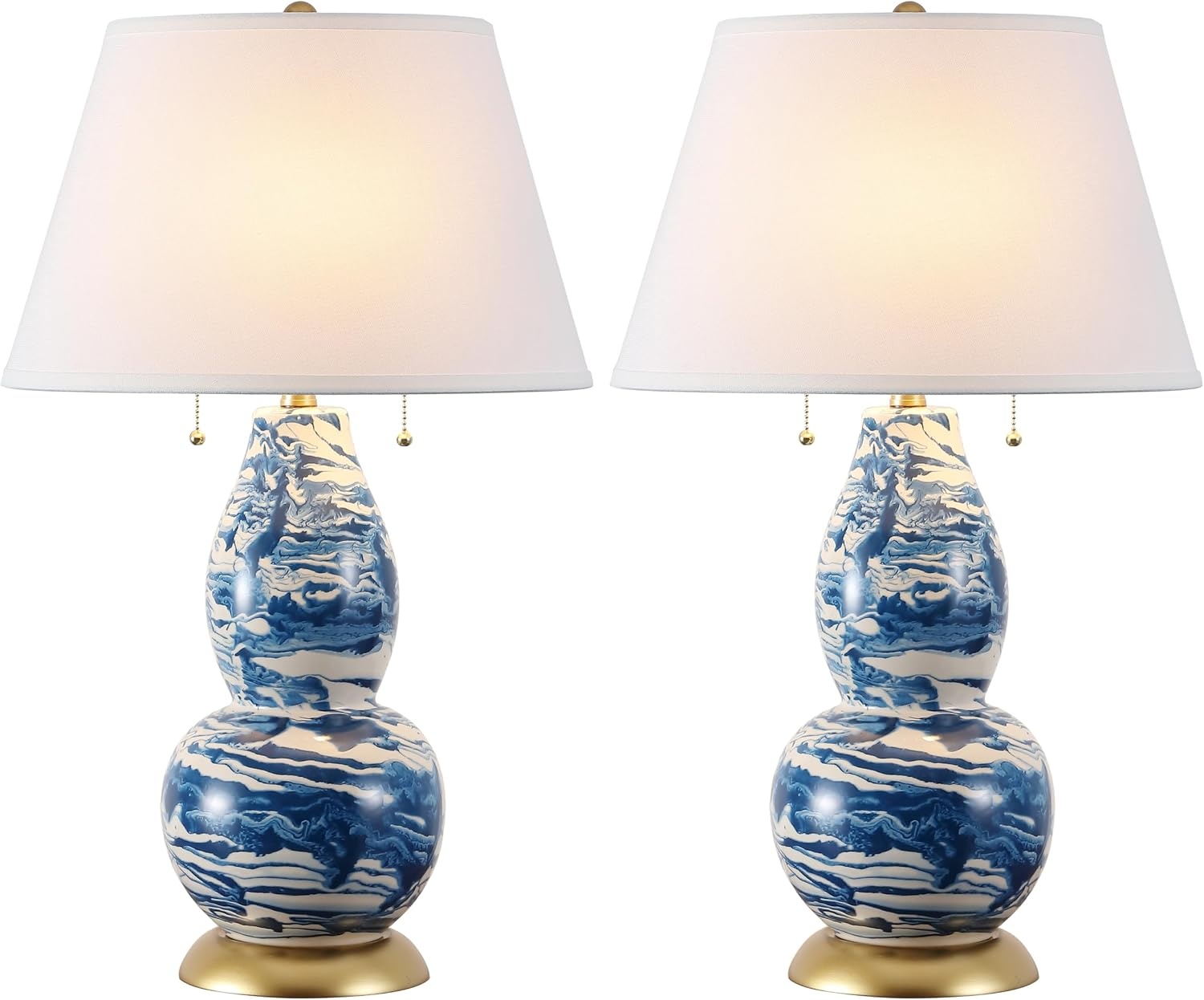 image:imageSafavieh Lighting Collection Color Swirls Glass Blue and White Table Lamp Set of 2NavyWhite Set of 2