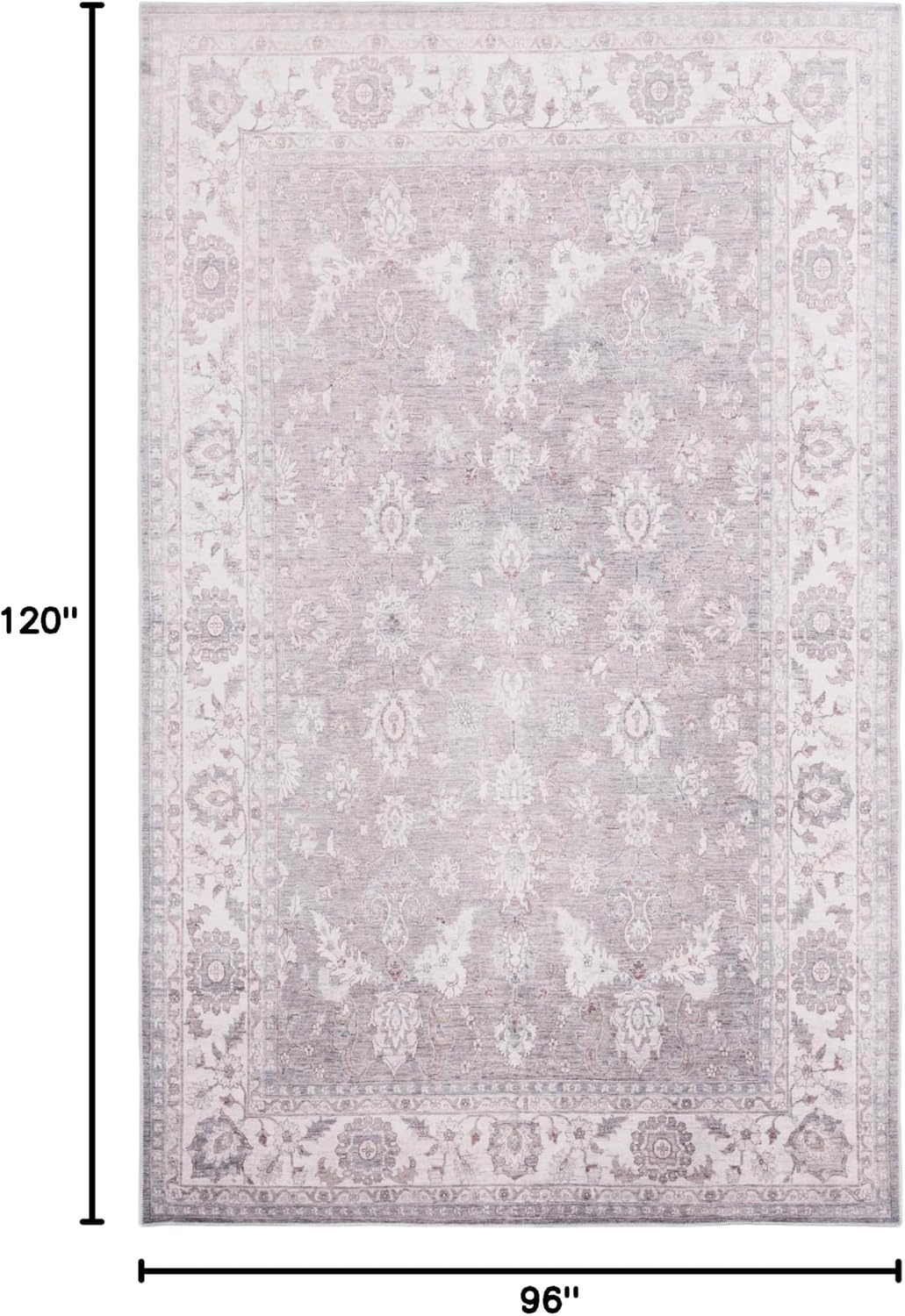 image:imageSafavieh Washable Rug Arizona Collection 8 x 10 Grey amp Ivory Slip Resistant amp Easy to Clean Ideal for Living Room Bedroom Home Office Dining Space ARZ197FGreyIvory