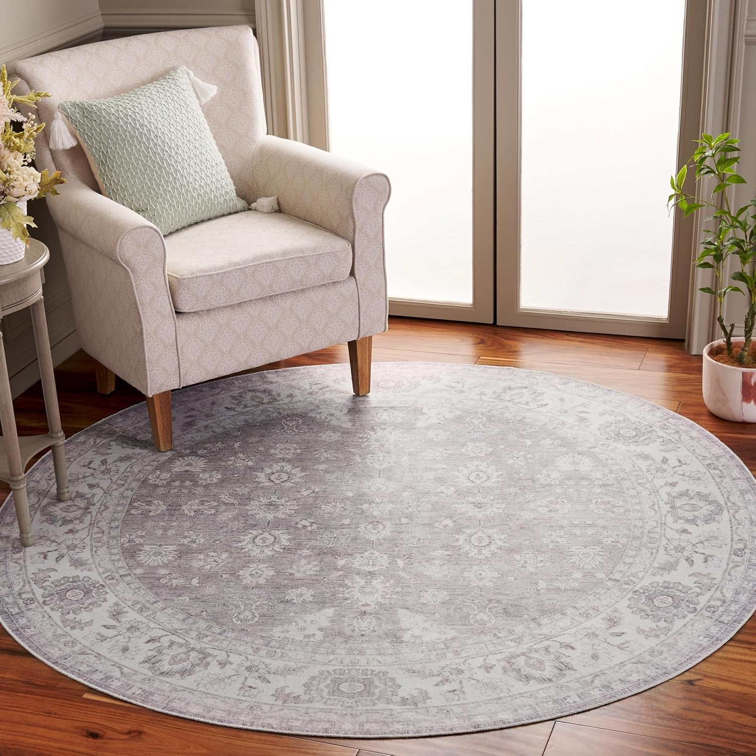 image:imageSafavieh Washable Rug Arizona Collection 8 x 10 Grey amp Ivory Slip Resistant amp Easy to Clean Ideal for Living Room Bedroom Home Office Dining Space ARZ197FGreyIvory