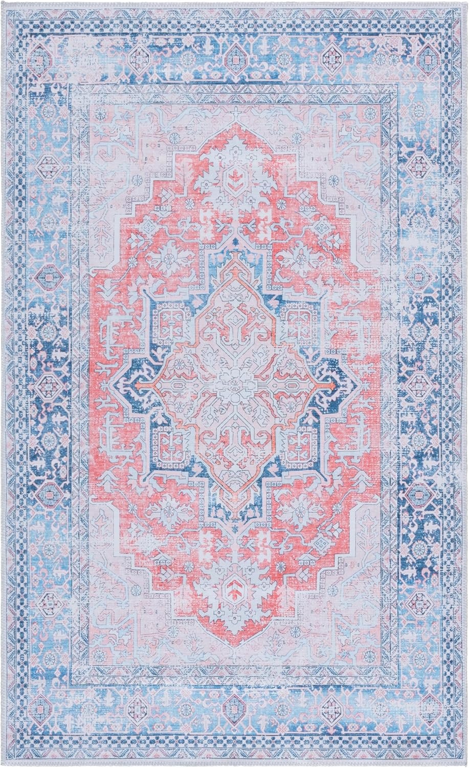 image:imageSafavieh Washable Rug Arizona Collection 8 x 10 Rust amp Grey Slip Resistant amp Easy to Clean Ideal for Living Room Bedroom Home Office Dining Space ARZ223QRustNavy