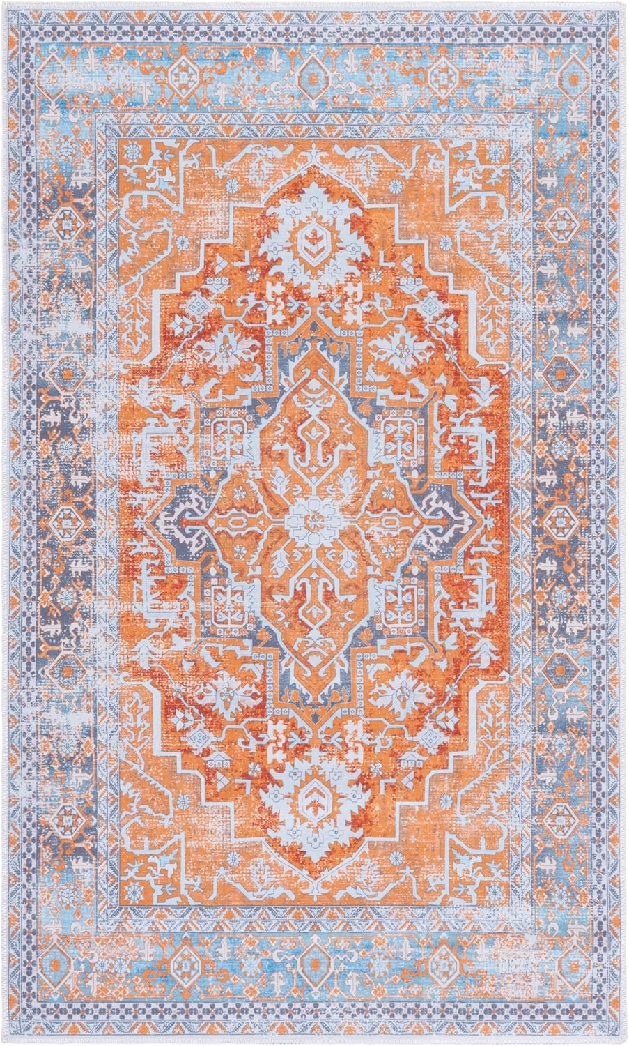 image:imageSafavieh Washable Rug Arizona Collection 8 x 10 Rust amp Grey Slip Resistant amp Easy to Clean Ideal for Living Room Bedroom Home Office Dining Space ARZ223QRustGrey