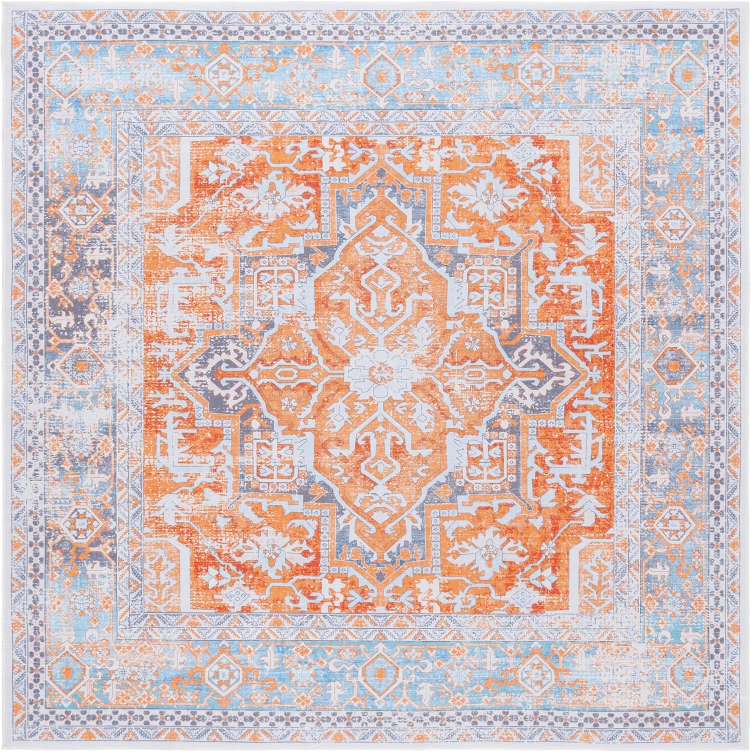 image:imageSafavieh Washable Rug Arizona Collection 8 x 10 Rust amp Grey Slip Resistant amp Easy to Clean Ideal for Living Room Bedroom Home Office Dining Space ARZ223QRustGrey
