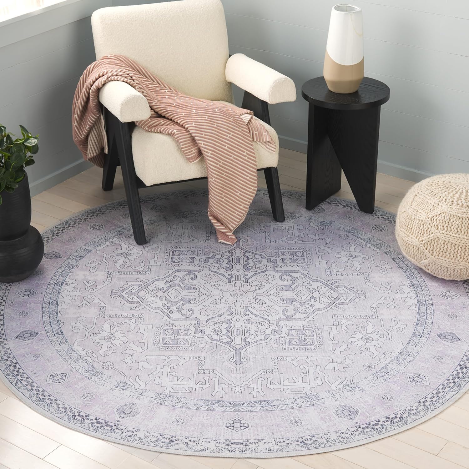 image:imageSafavieh Washable Rug Arizona Collection 8 x 10 Rust amp Grey Slip Resistant amp Easy to Clean Ideal for Living Room Bedroom Home Office Dining Space ARZ223QPinkBeige