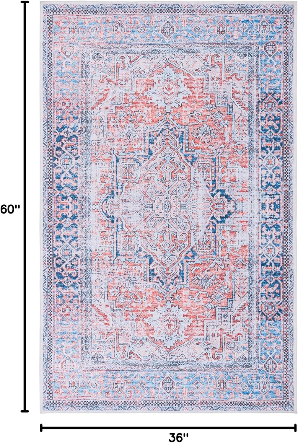 image:imageSafavieh Washable Rug Arizona Collection 8 x 10 Rust amp Grey Slip Resistant amp Easy to Clean Ideal for Living Room Bedroom Home Office Dining Space ARZ223QRustNavy