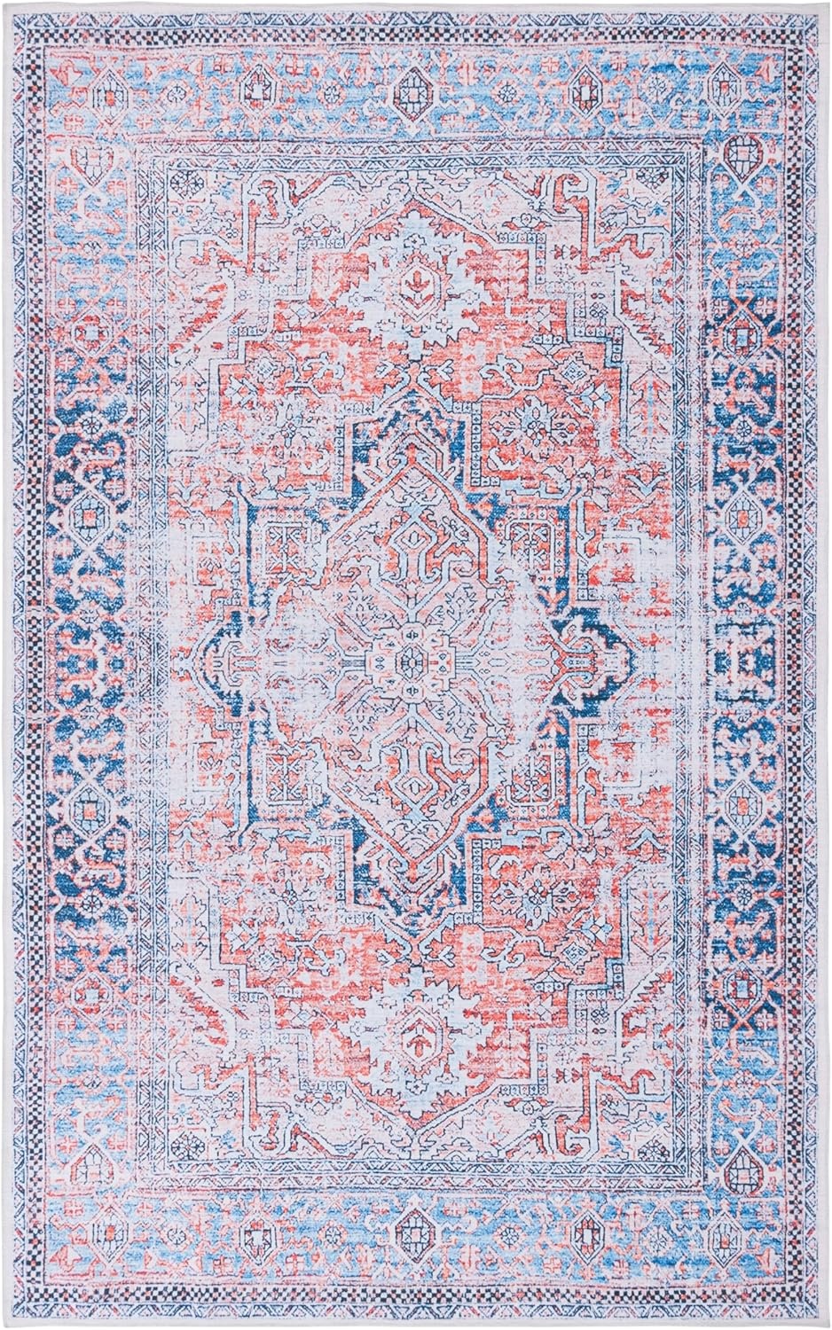 image:imageSafavieh Washable Rug Arizona Collection 8 x 10 Rust amp Grey Slip Resistant amp Easy to Clean Ideal for Living Room Bedroom Home Office Dining Space ARZ223QRustNavy