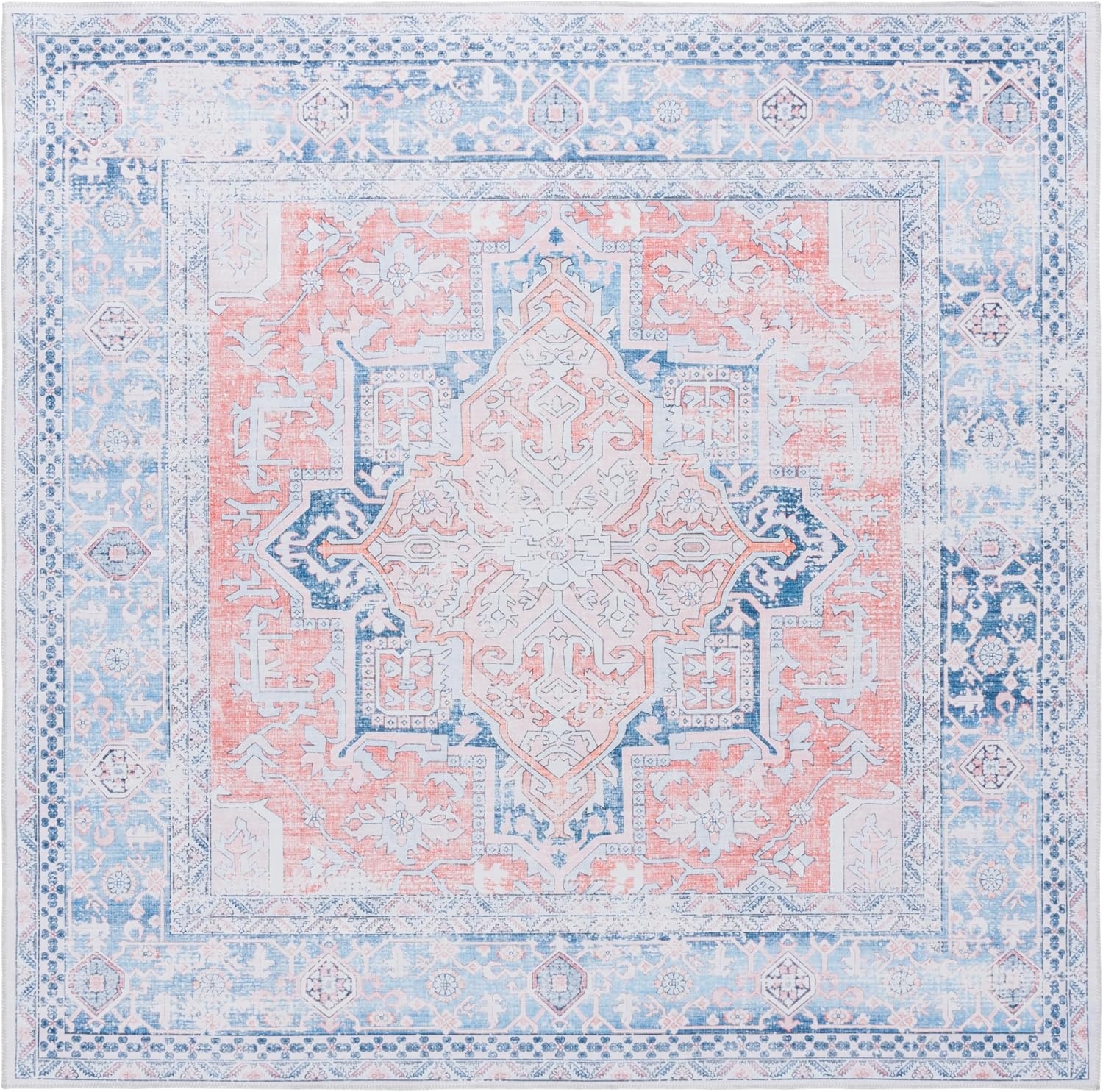 image:imageSafavieh Washable Rug Arizona Collection 8 x 10 Rust amp Grey Slip Resistant amp Easy to Clean Ideal for Living Room Bedroom Home Office Dining Space ARZ223QRustNavy