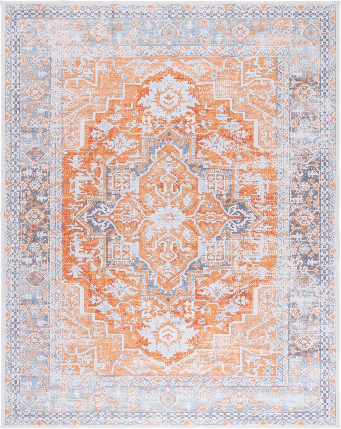 image:imageSafavieh Washable Rug Arizona Collection 8 x 10 Rust amp Grey Slip Resistant amp Easy to Clean Ideal for Living Room Bedroom Home Office Dining Space ARZ223QRustGrey